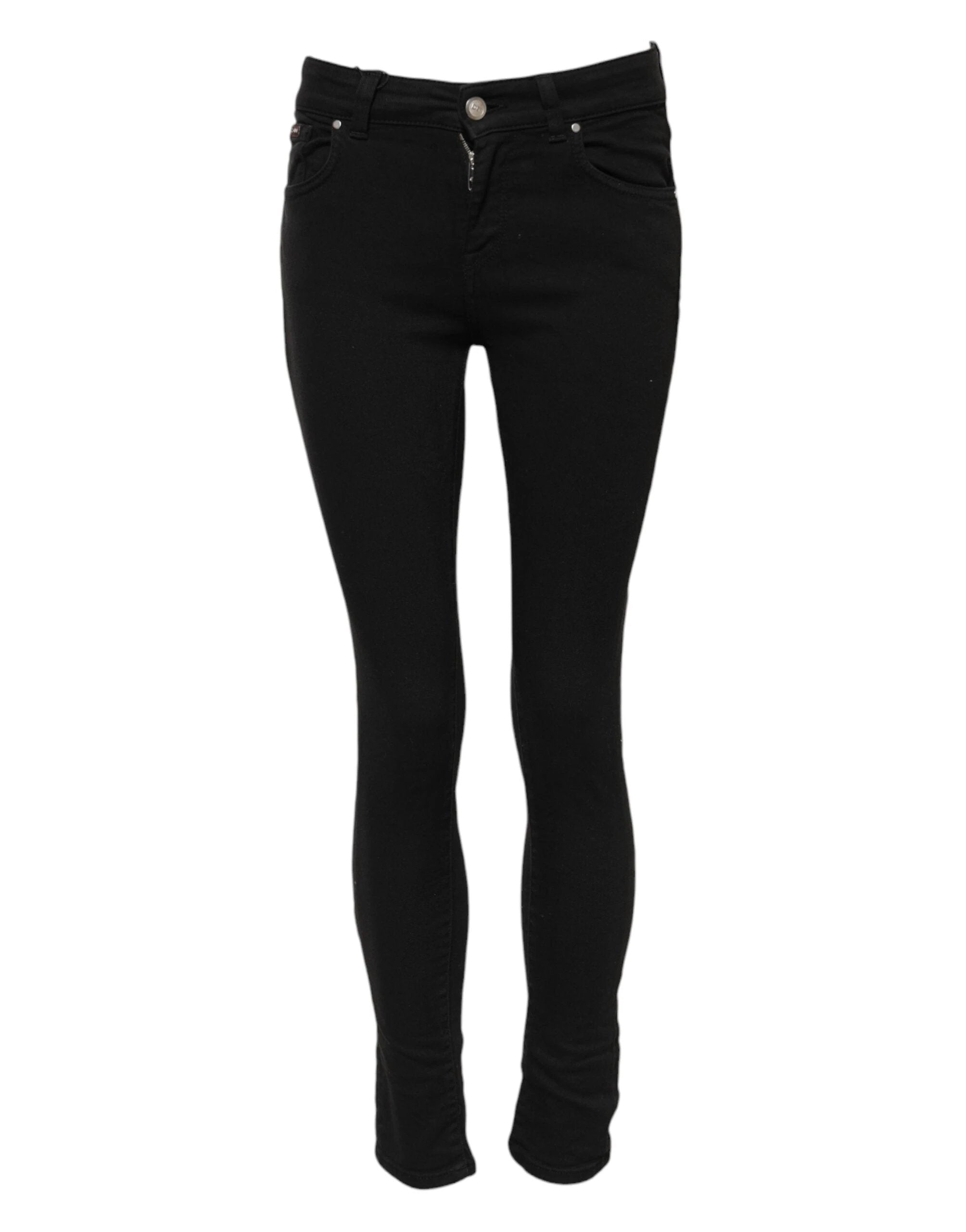 Dolce & Gabbana Black Cotton Skinny Mid Waist Denim Jeans by Dolce & Gabbana