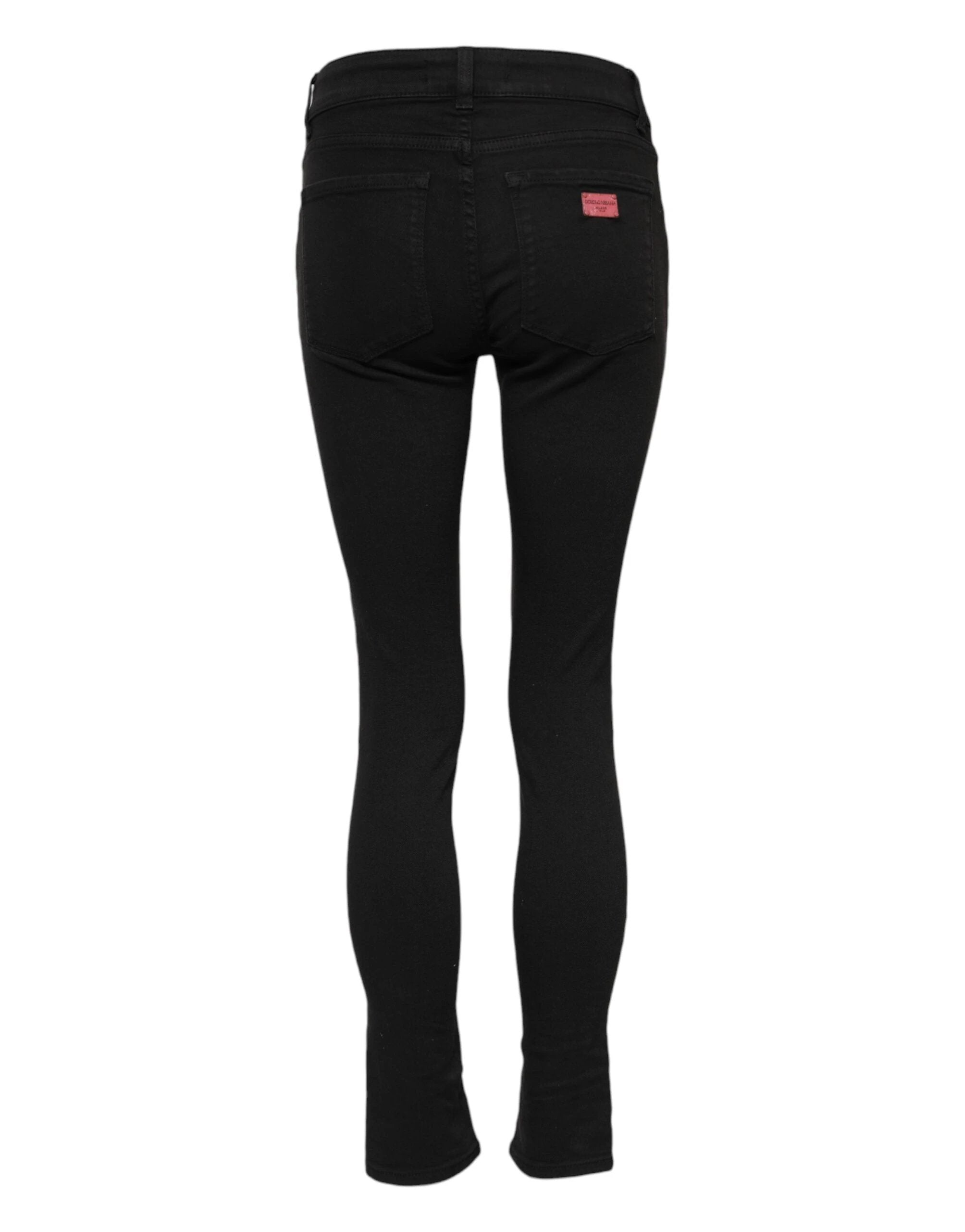 Dolce & Gabbana Black Cotton Skinny Mid Waist Denim Jeans by Dolce & Gabbana