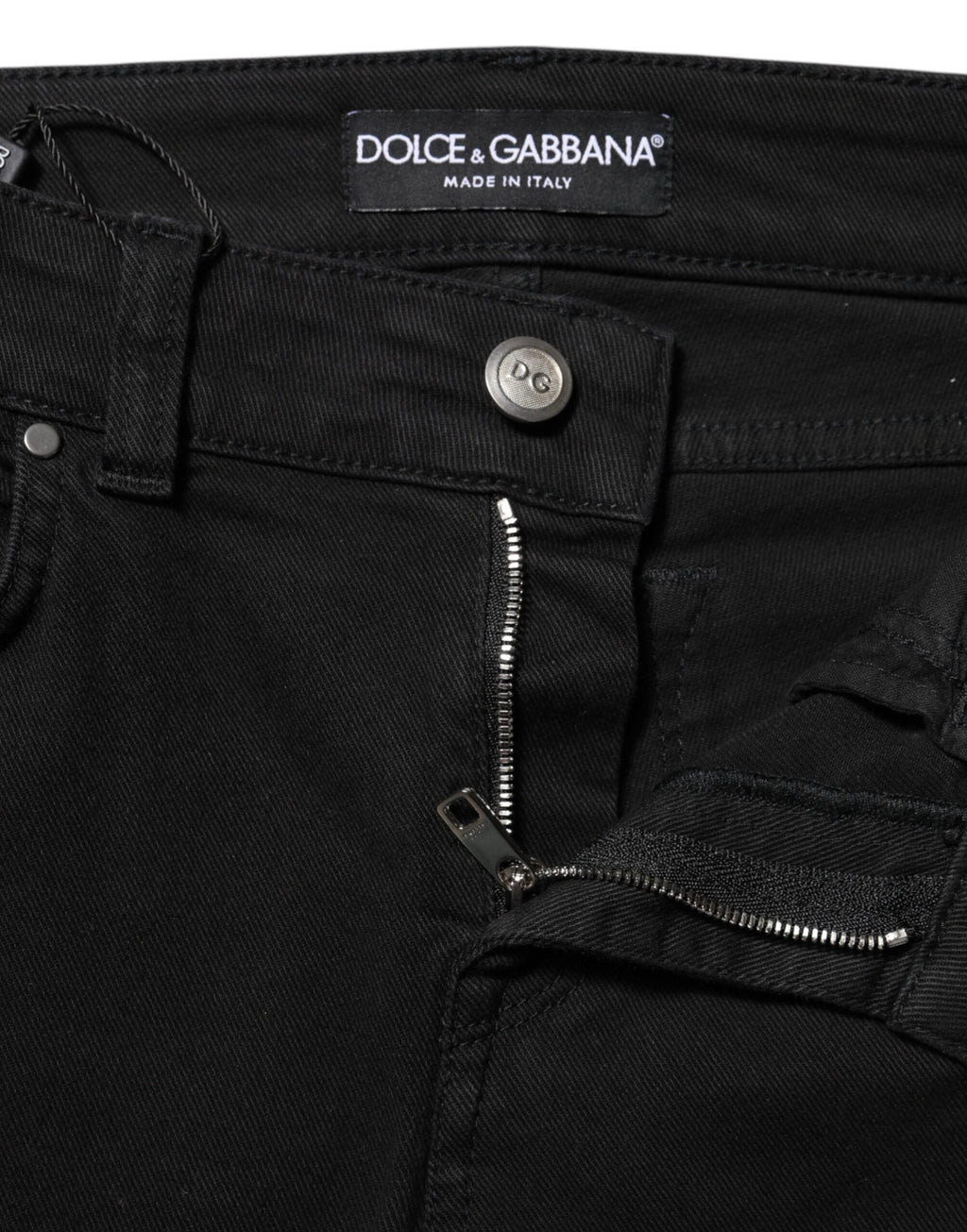 Dolce & Gabbana Black Cotton Skinny Mid Waist Denim Jeans by Dolce & Gabbana