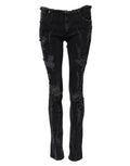 Dolce & Gabbana Black Cotton Tattered Skinny Denim Jeans by Dolce & Gabbana