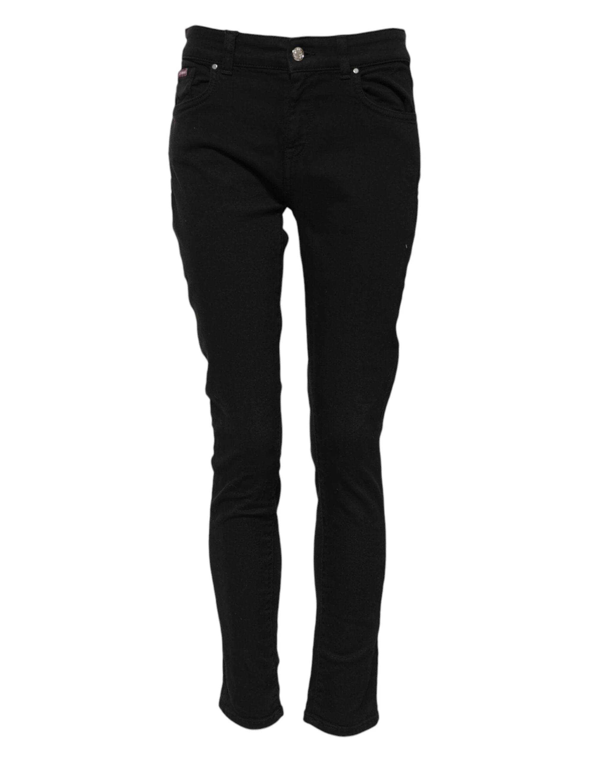 Dolce & Gabbana Black Cotton Skinny Mid Waist Denim Jeans by Dolce & Gabbana