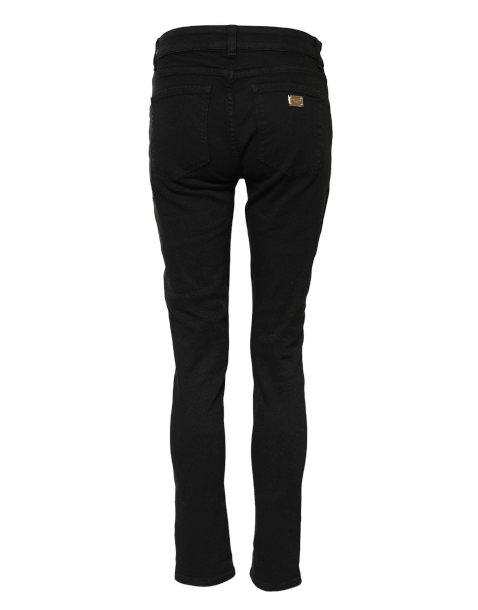 Dolce & Gabbana Black Cotton Skinny Mid Waist Denim Jeans by Dolce & Gabbana