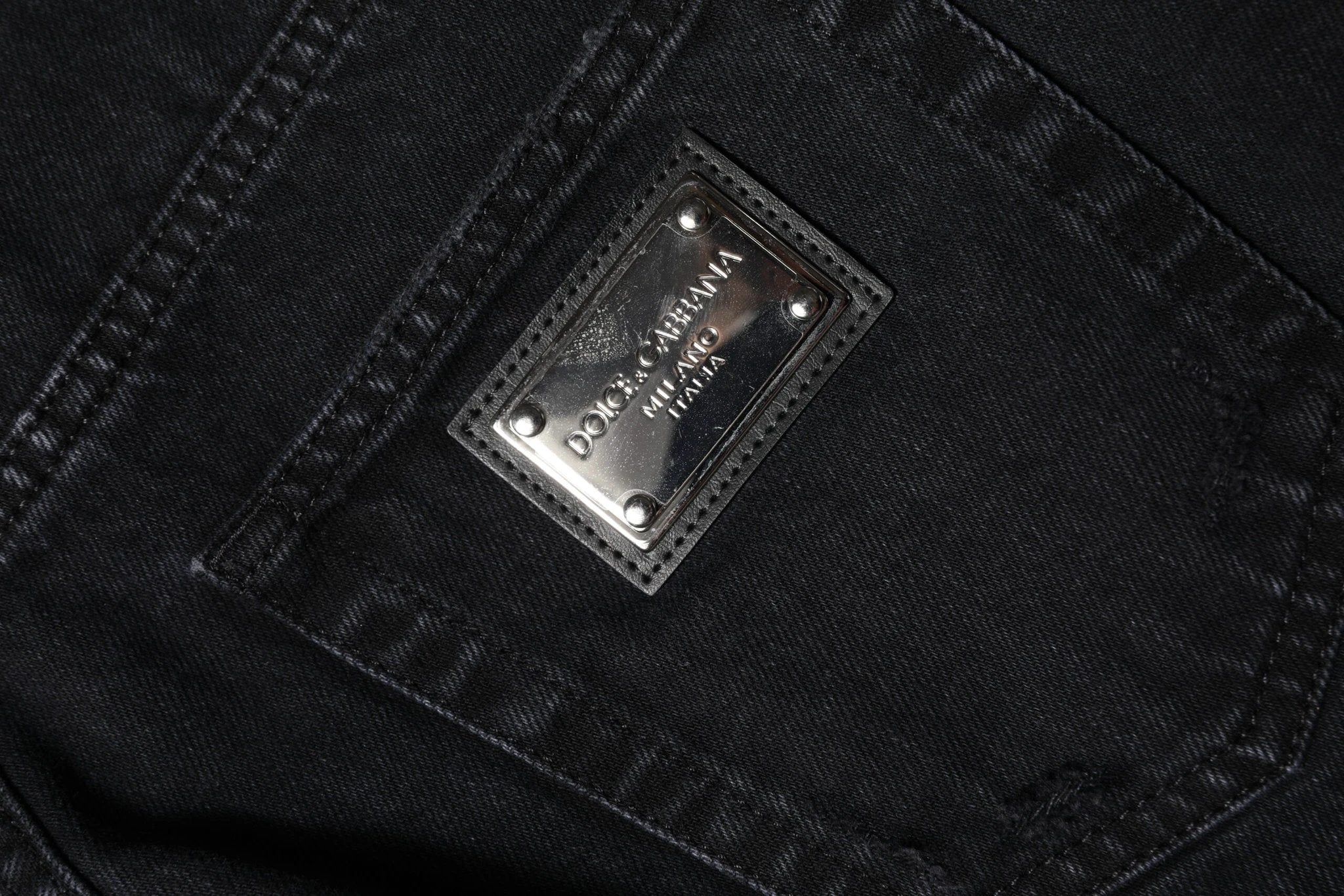 Dolce & Gabbana Black Cotton Tattered Mid Waist Denim Jeans by Dolce & Gabbana