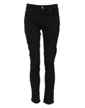 Dolce & Gabbana Black Cotton Logo Skinny Mid Waist Denim Jeans by Dolce & Gabbana