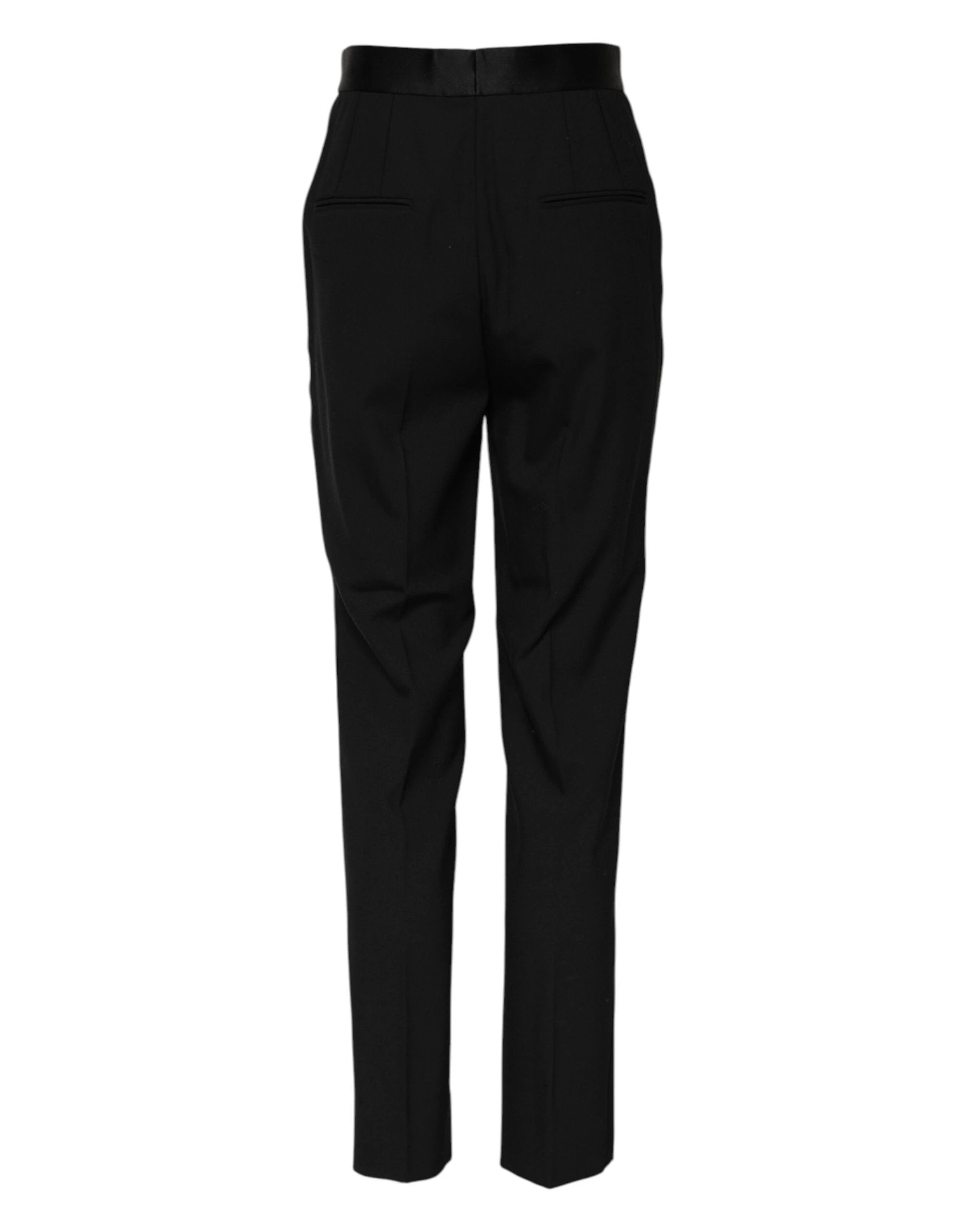 Dolce & Gabbana Black Wool Tapered High Waist Pants by Dolce & Gabbana