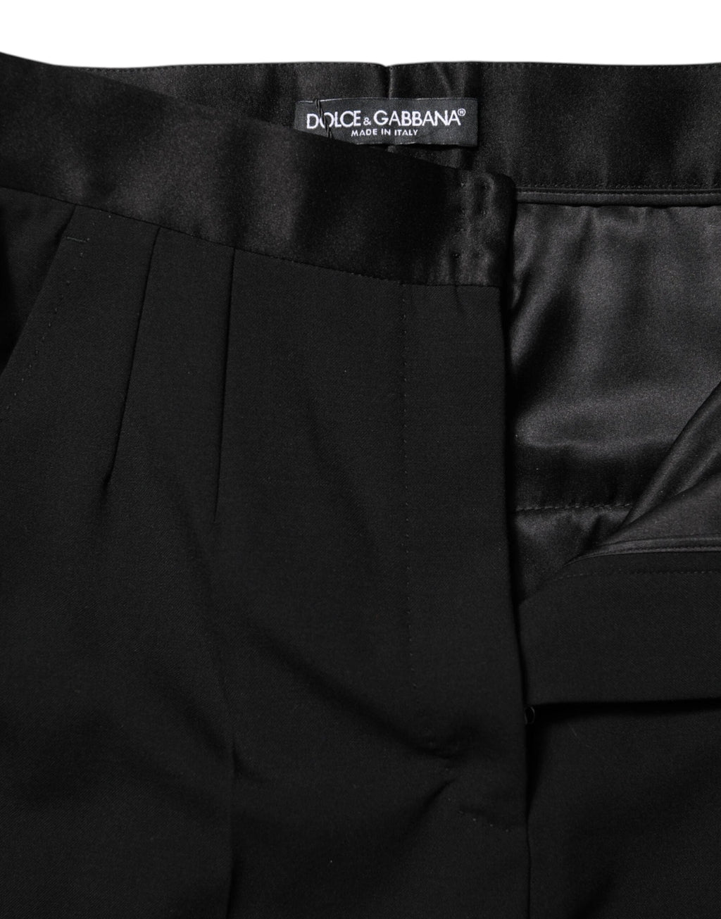 Dolce & Gabbana Black Wool Tapered High Waist Pants by Dolce & Gabbana