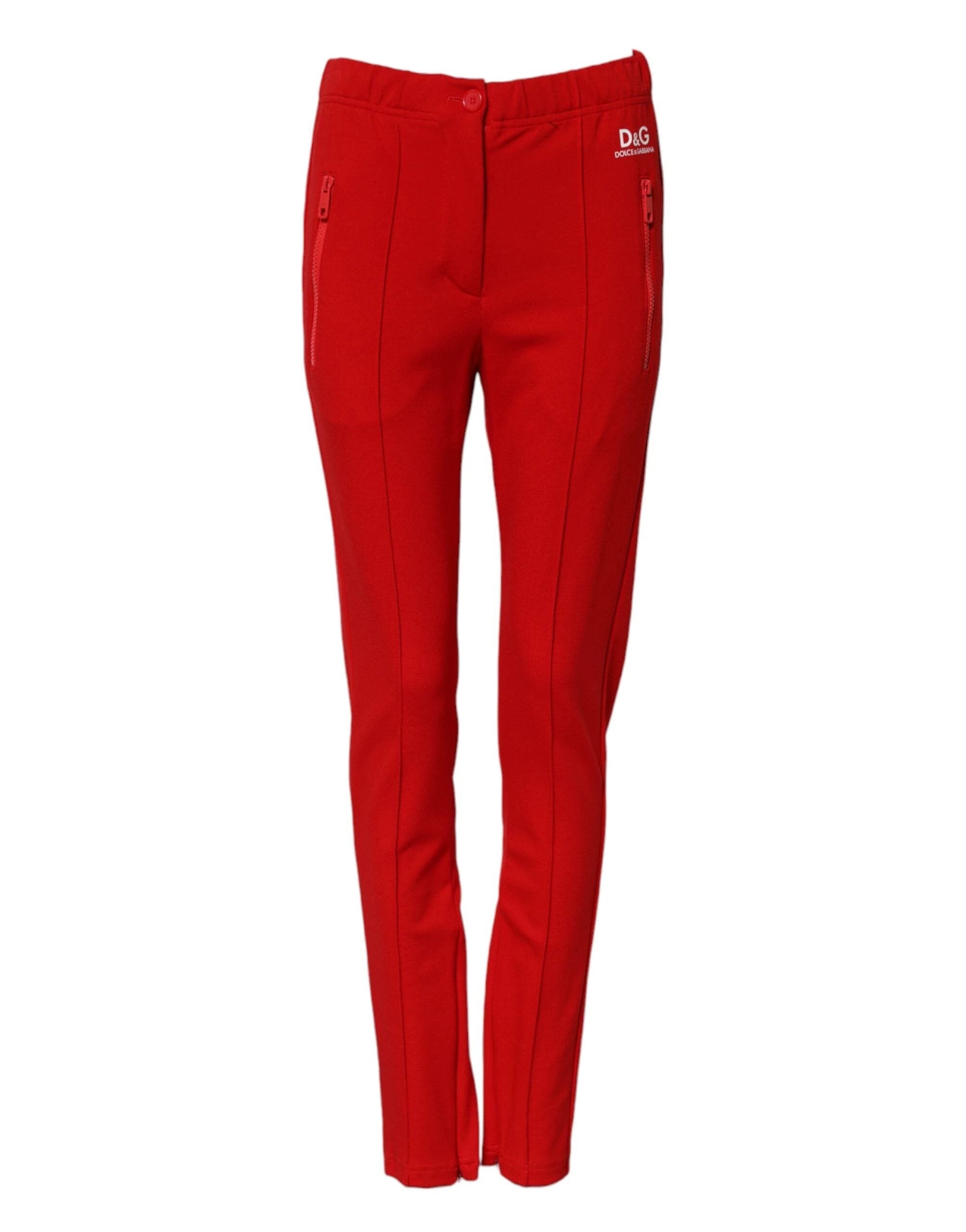 Dolce & Gabbana Red Mid Waist Slim Fit Pants by Dolce & Gabbana