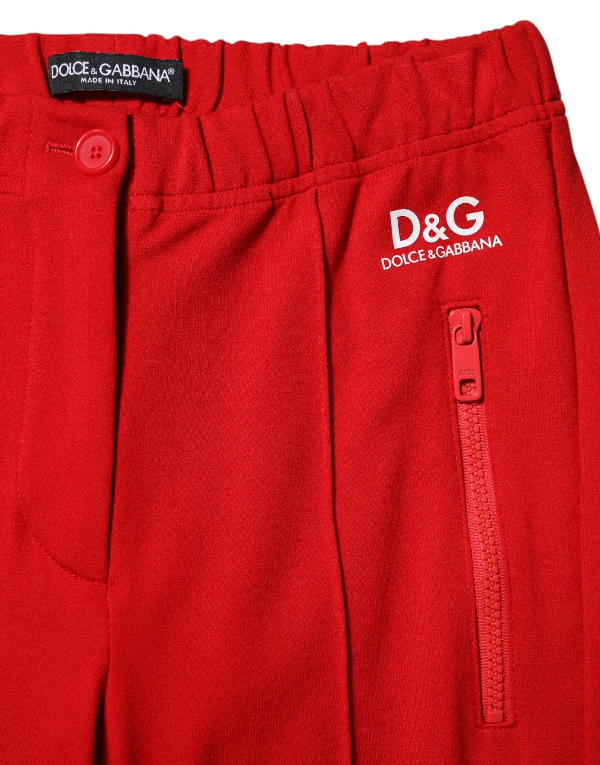 Dolce & Gabbana Red Mid Waist Slim Fit Pants by Dolce & Gabbana