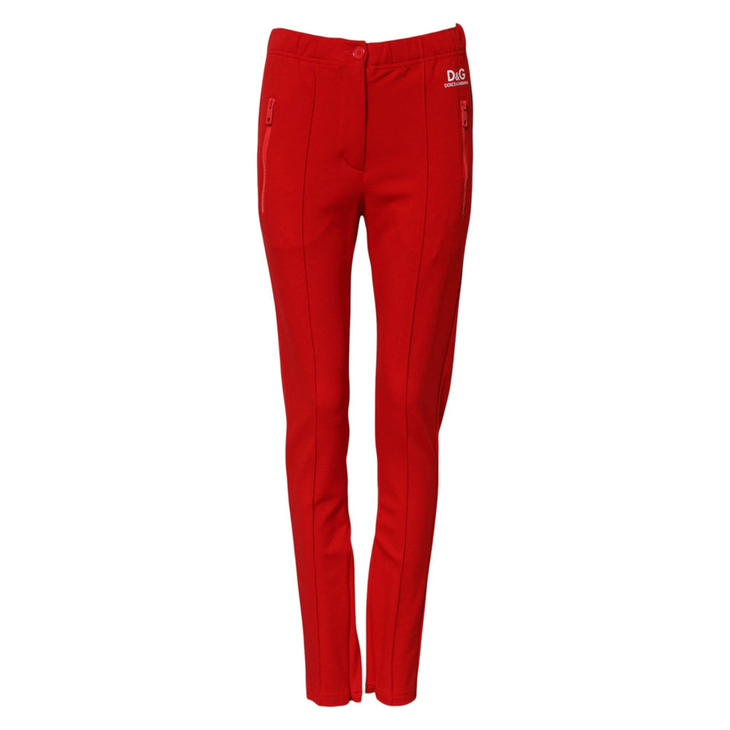 Dolce & Gabbana Red Mid Waist Slim Fit Pants by Dolce & Gabbana
