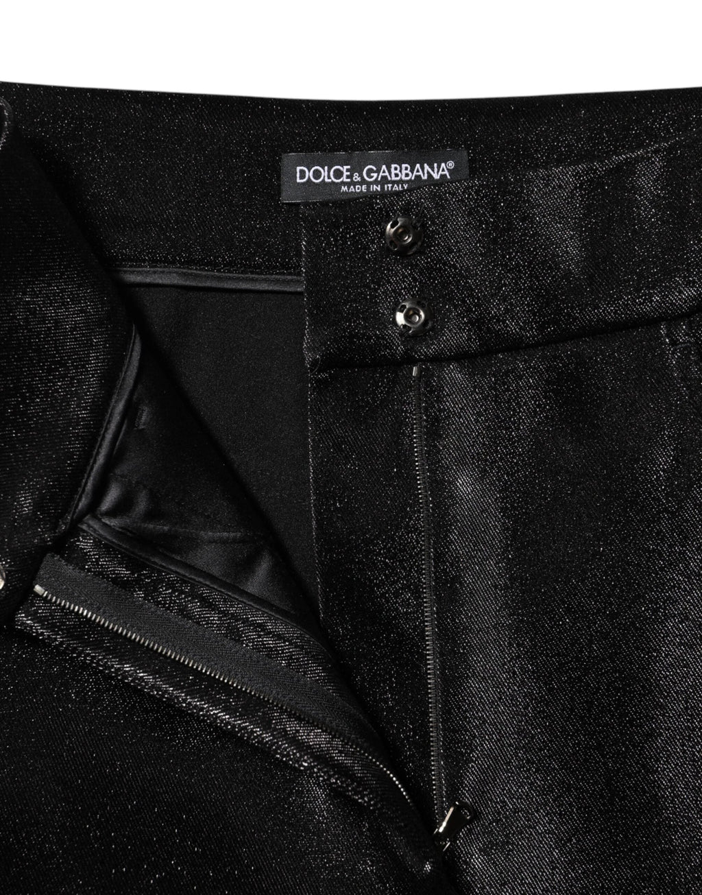 Dolce & Gabbana Black Cotton Stretch Lurex Thread Skinny Pants by Dolce & Gabbana