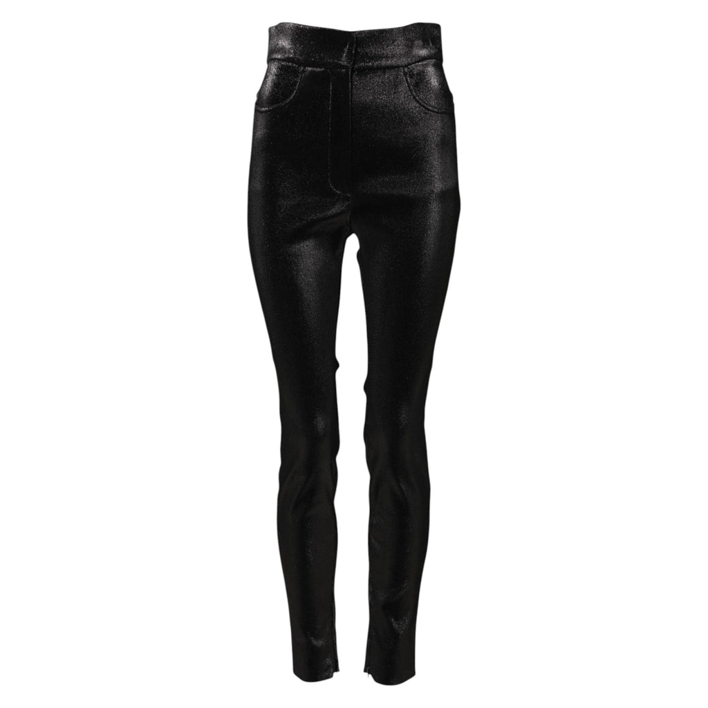 Dolce & Gabbana Black Cotton Stretch Lurex Thread Skinny Pants by Dolce & Gabbana