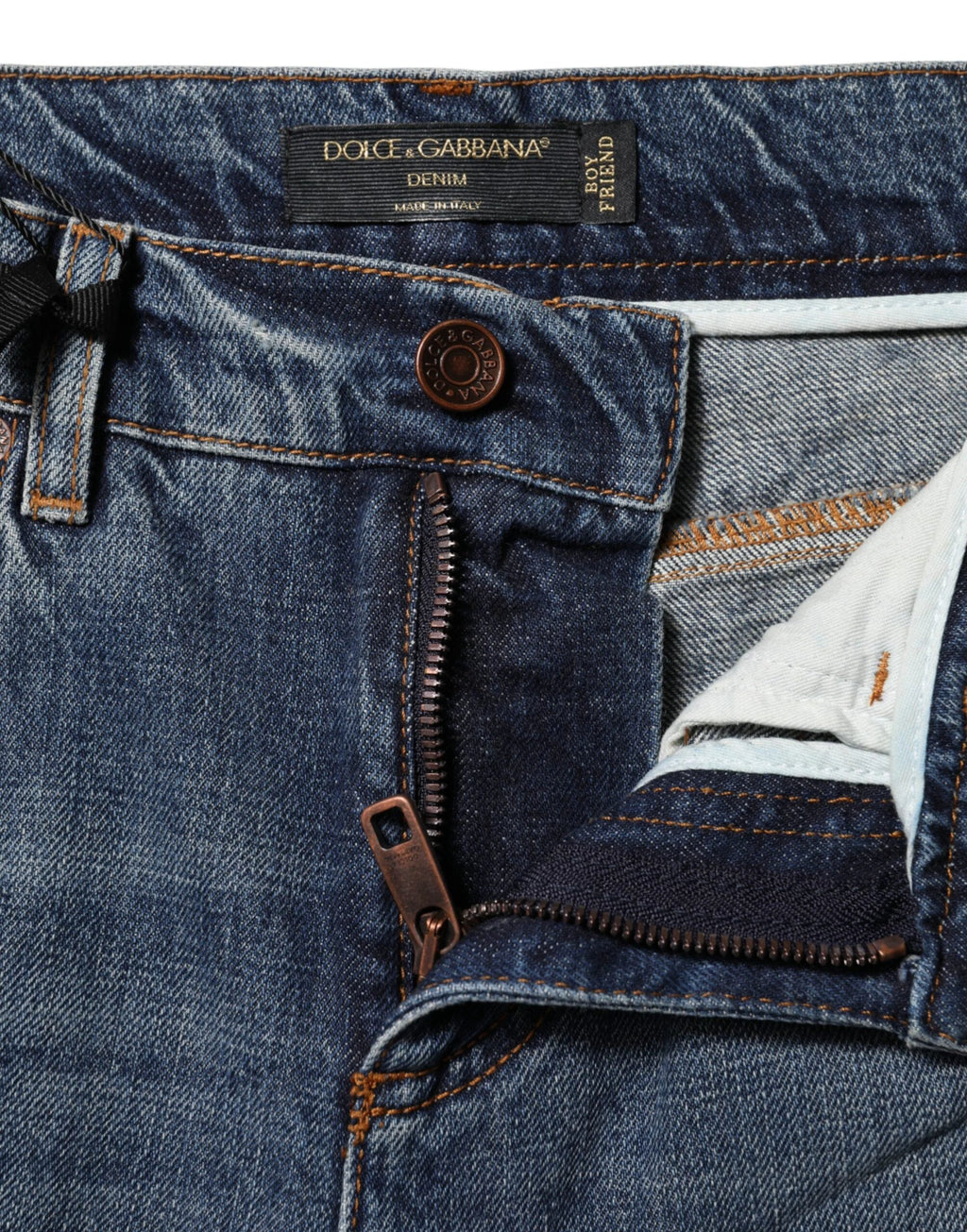 Dolce & Gabbana Blue Cotton Boyfriend Tattered Denim Jeans by Dolce & Gabbana