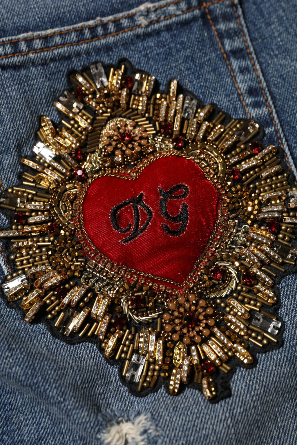 Dolce & Gabbana Blue Cotton Boyfriend Tattered Denim Jeans by Dolce & Gabbana