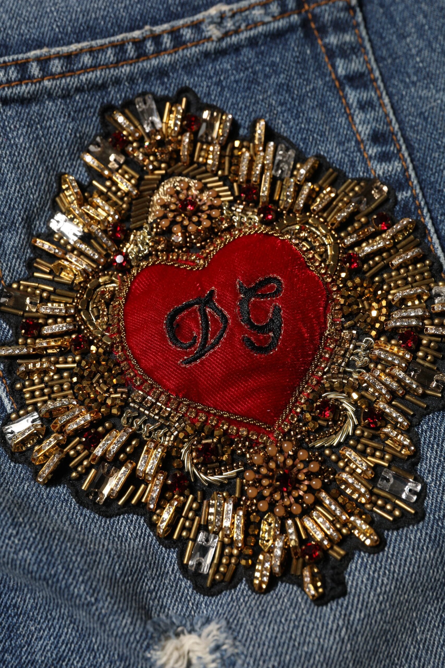 Dolce & Gabbana Blue Cotton Boyfriend Tattered Denim Jeans by Dolce & Gabbana