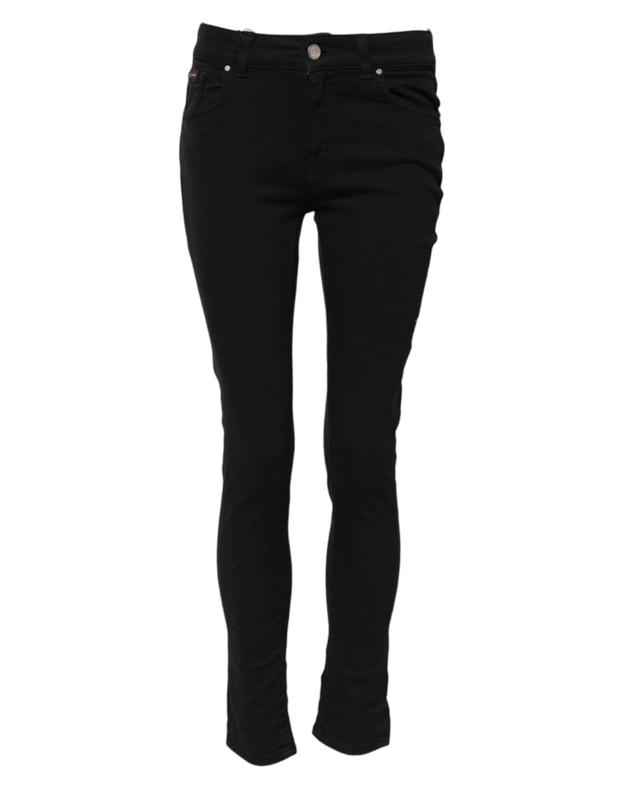 Dolce & Gabbana Black Cotton Skinny Mid Waist Denim Jeans by Dolce & Gabbana