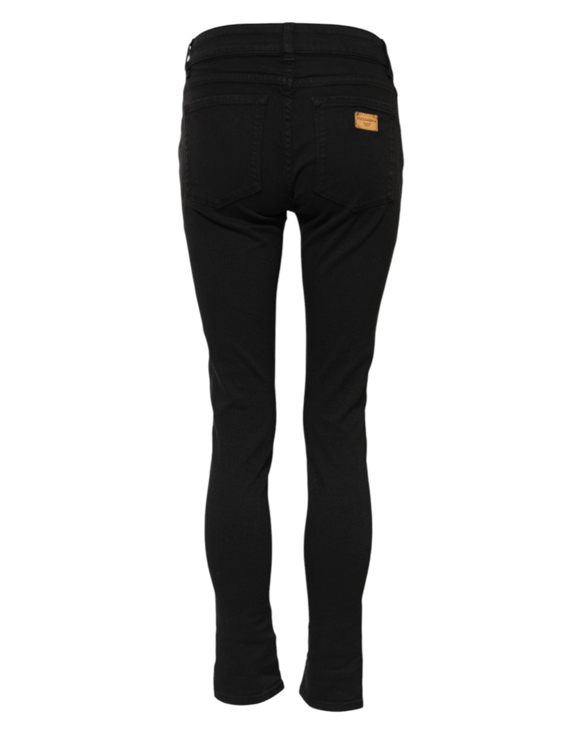 Dolce & Gabbana Black Cotton Skinny Mid Waist Denim Jeans by Dolce & Gabbana