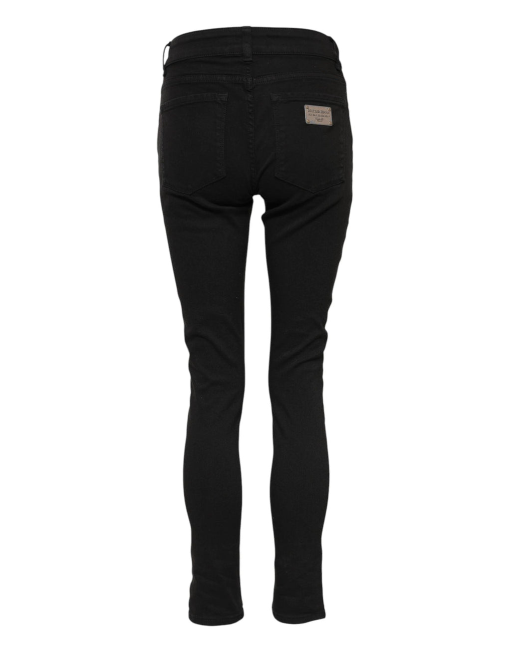 Dolce & Gabbana Black Cotton Logo Skinny Mid Waist Denim Jeans by Dolce & Gabbana