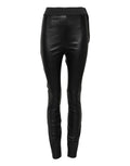 Dolce & Gabbana Black Leather Elastic Waist Pants by Dolce & Gabbana