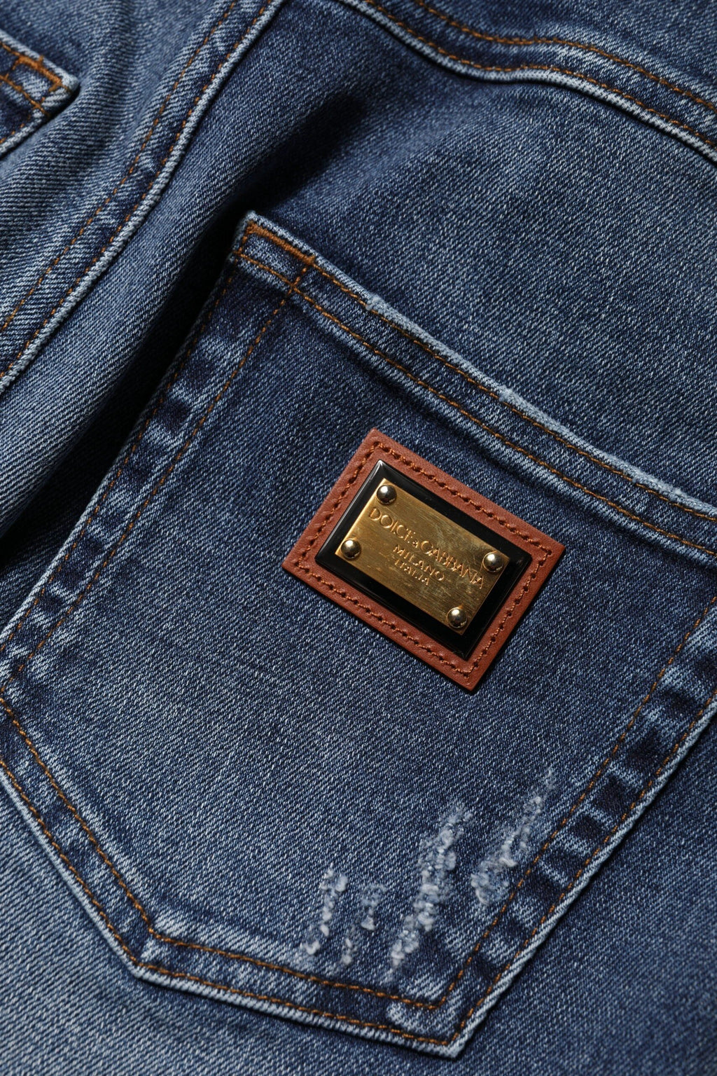 Dolce & Gabbana Blue Rhinestone Embellished Denim Jeans by Dolce & Gabbana