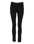 Dolce & Gabbana Black Cotton Logo Skinny Mid Waist Denim Jeans by Dolce & Gabbana
