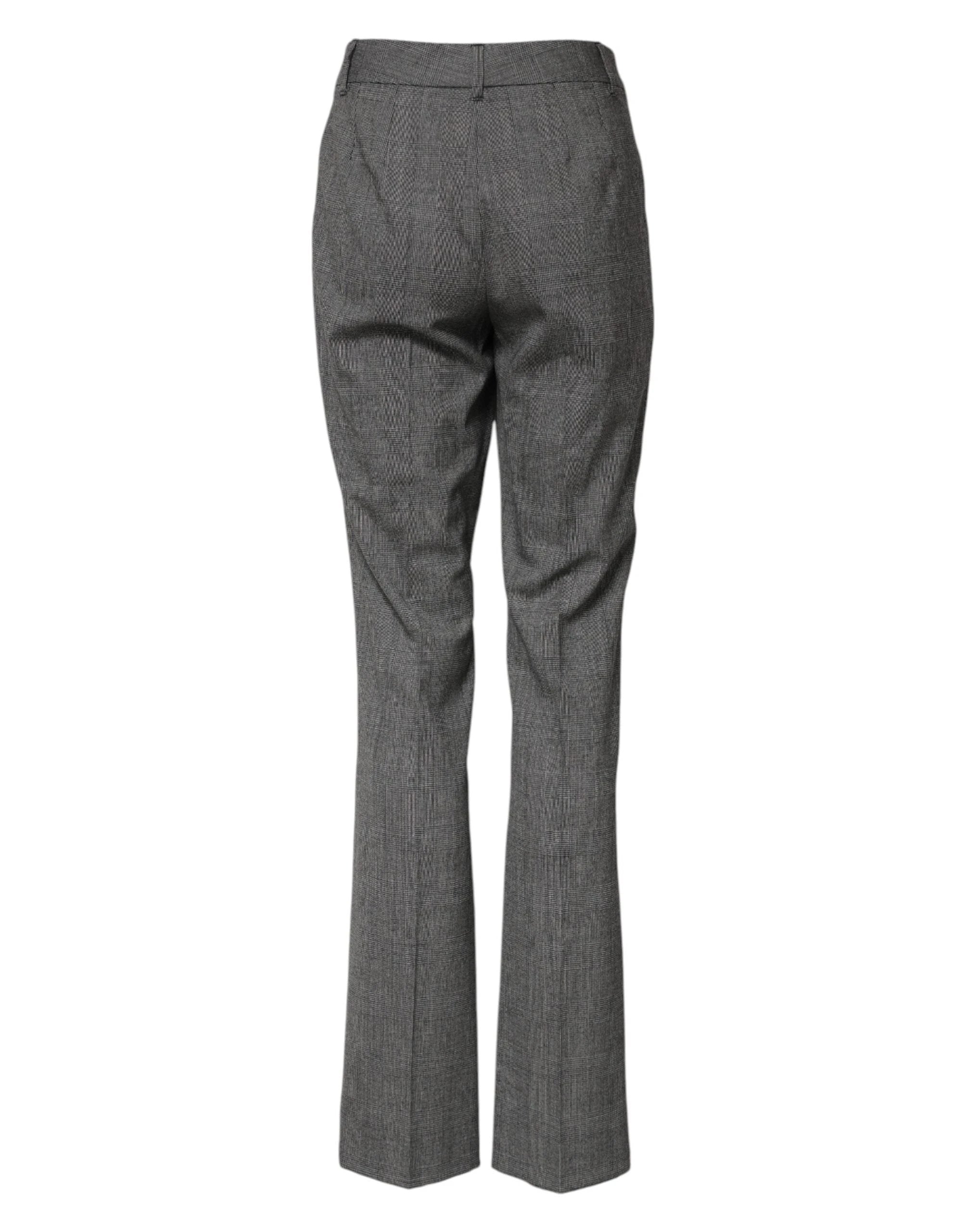 Dolce & Gabbana Gray Checkered High Waist Flared Pants by Dolce & Gabbana