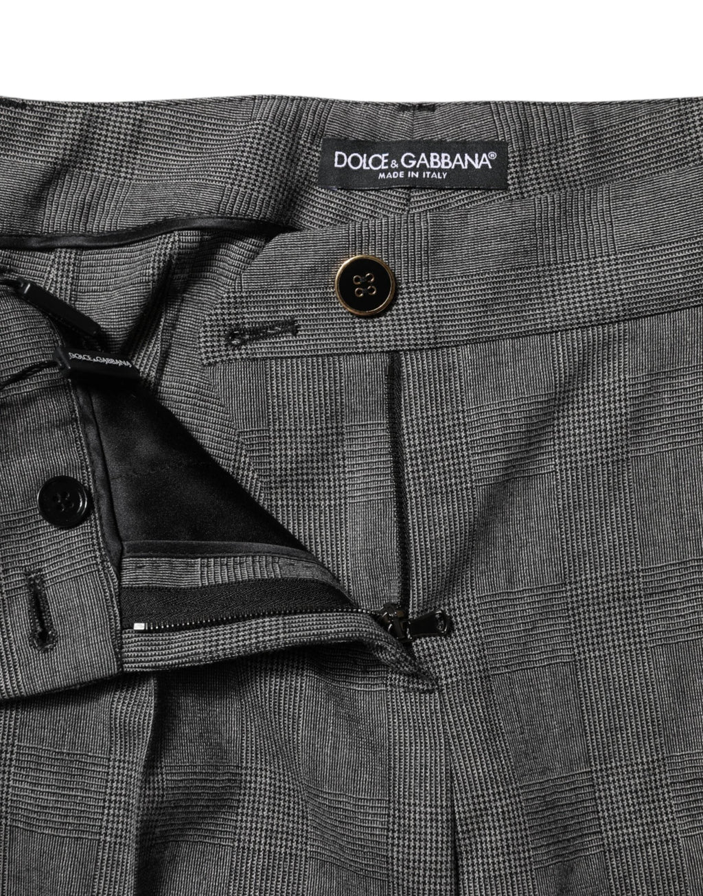 Dolce & Gabbana Gray Checkered High Waist Flared Pants by Dolce & Gabbana