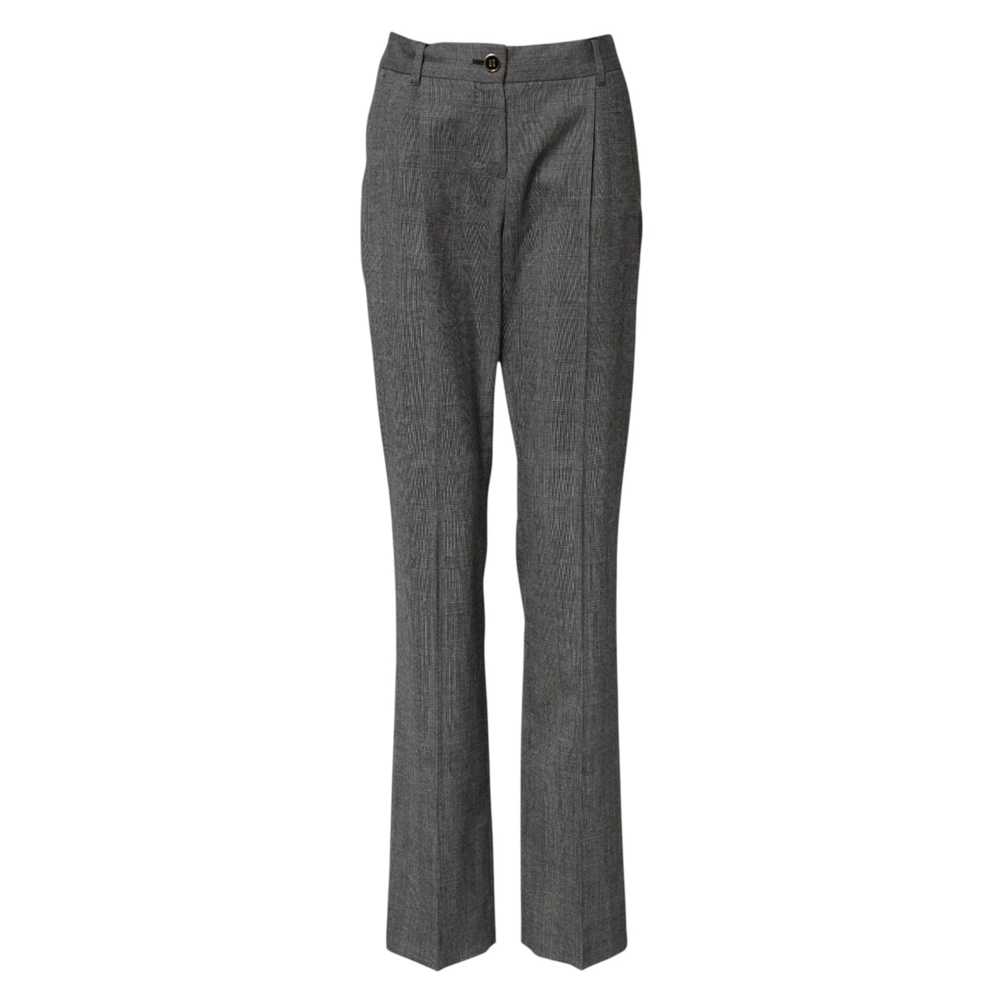 Dolce & Gabbana Gray Checkered High Waist Flared Pants by Dolce & Gabbana