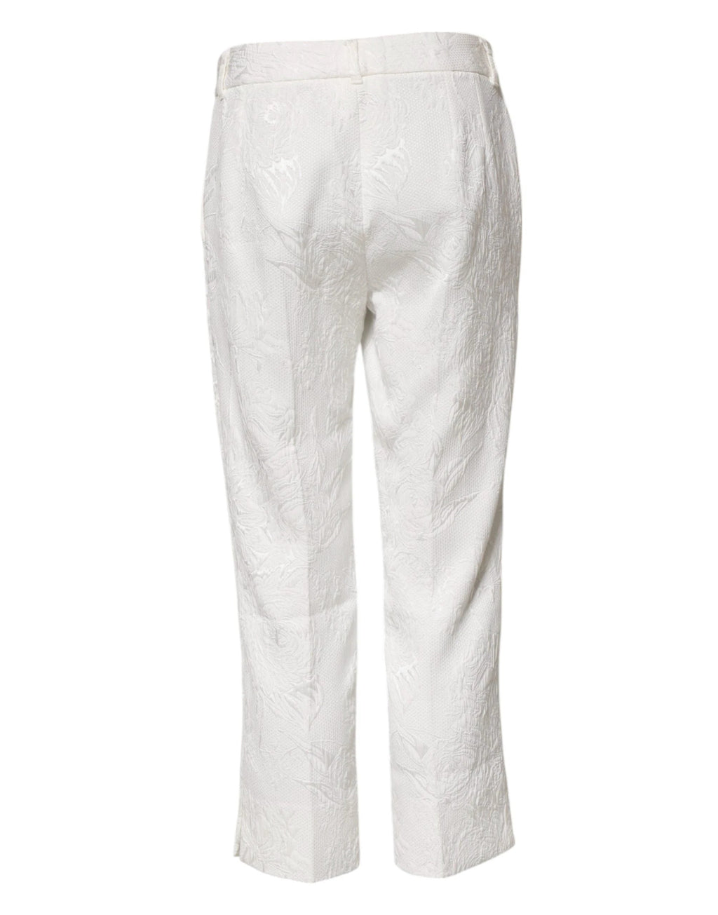 Dolce & Gabbana White Cotton Floral Jacquard Pants by Dolce & Gabbana