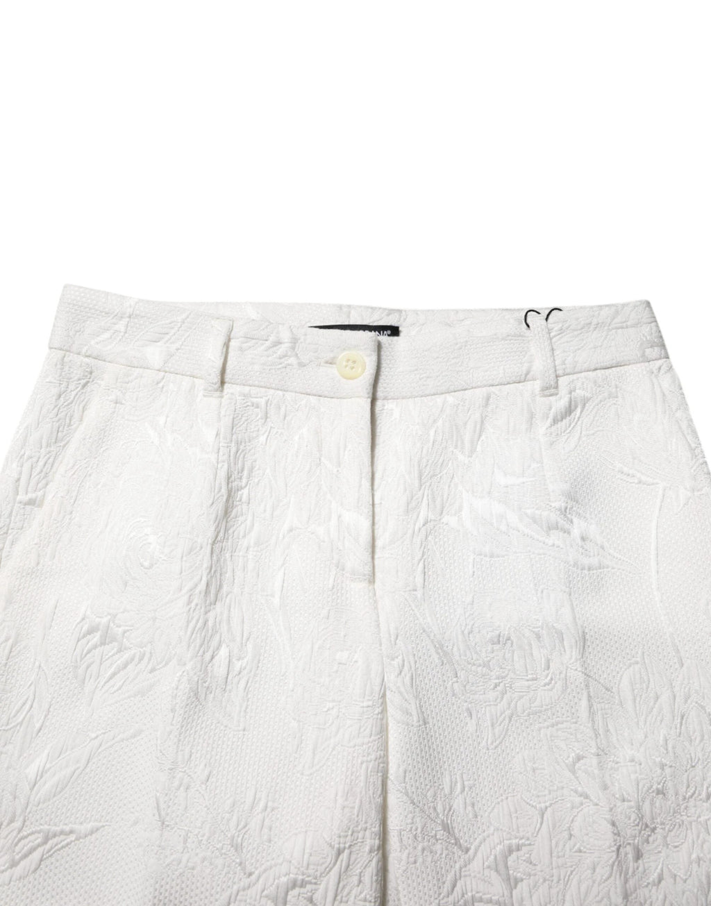 Dolce & Gabbana White Cotton Floral Jacquard Pants by Dolce & Gabbana