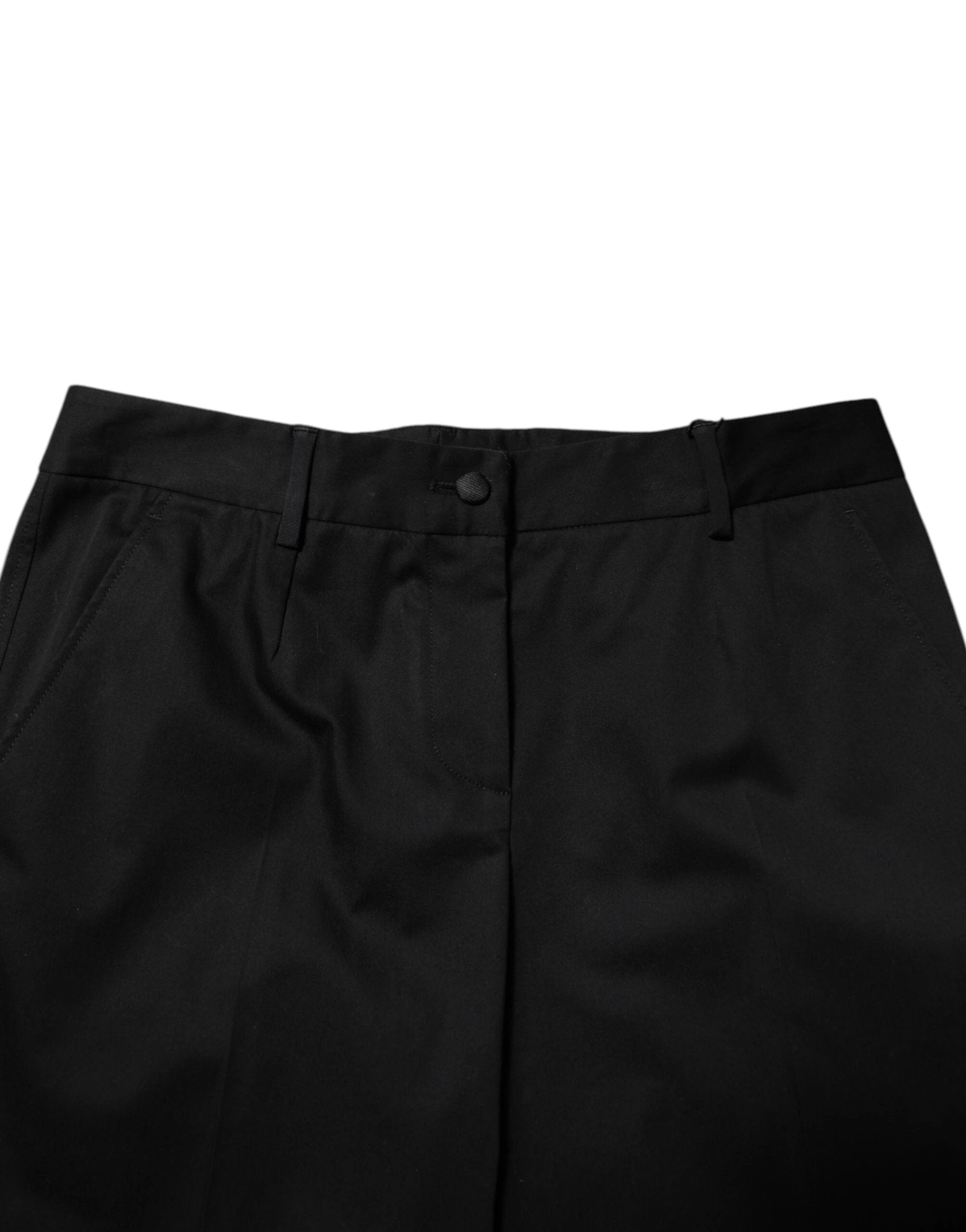 Dolce & Gabbana Black Cotton High Waist Formal Pants by Dolce & Gabbana