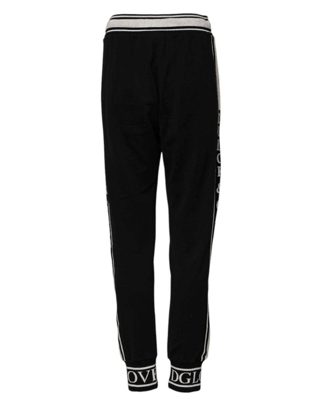 Dolce & Gabbana Black Cotton Jogger Logo Waist Pants by Dolce & Gabbana