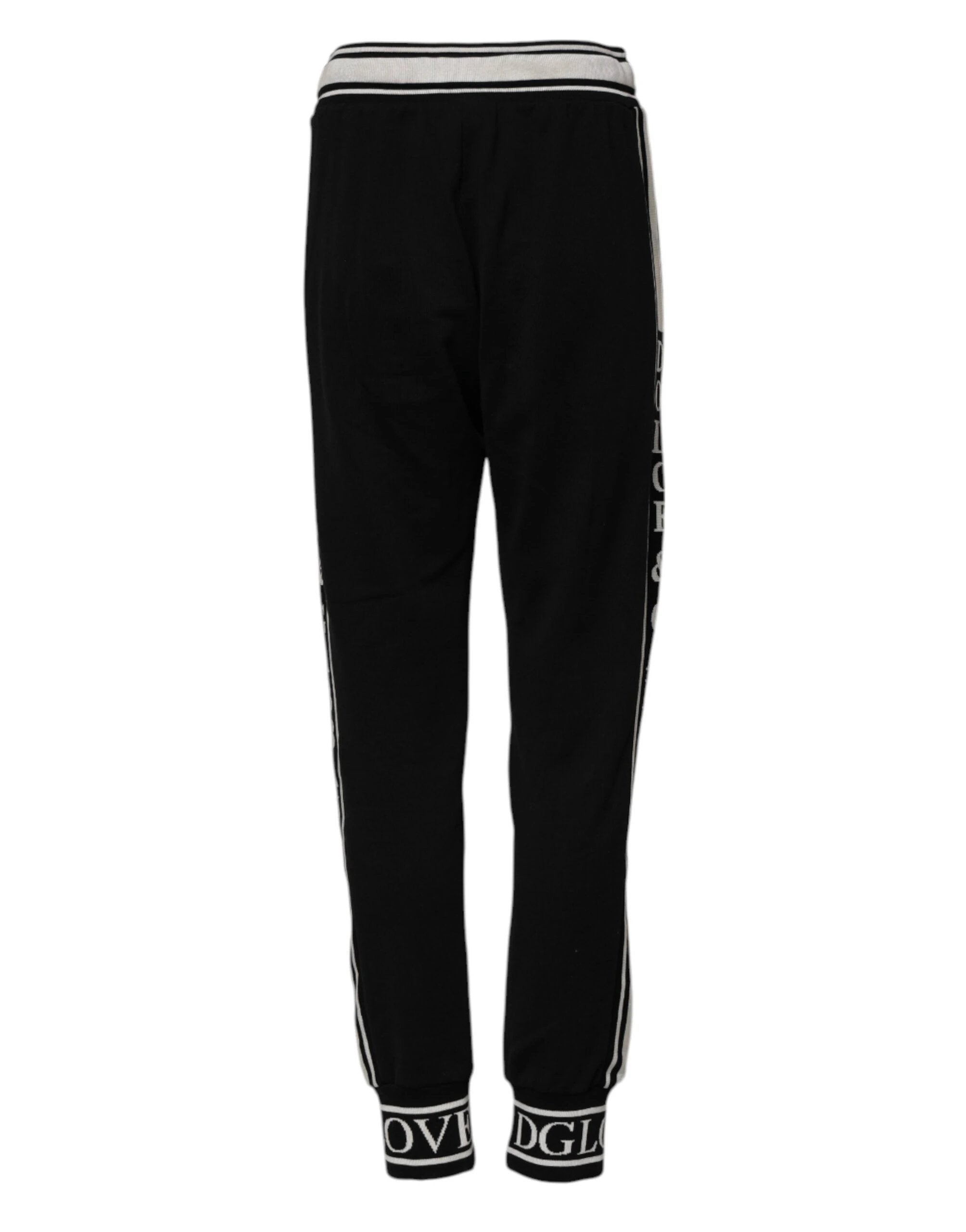 Dolce & Gabbana Black Cotton Jogger Logo Waist Pants by Dolce & Gabbana