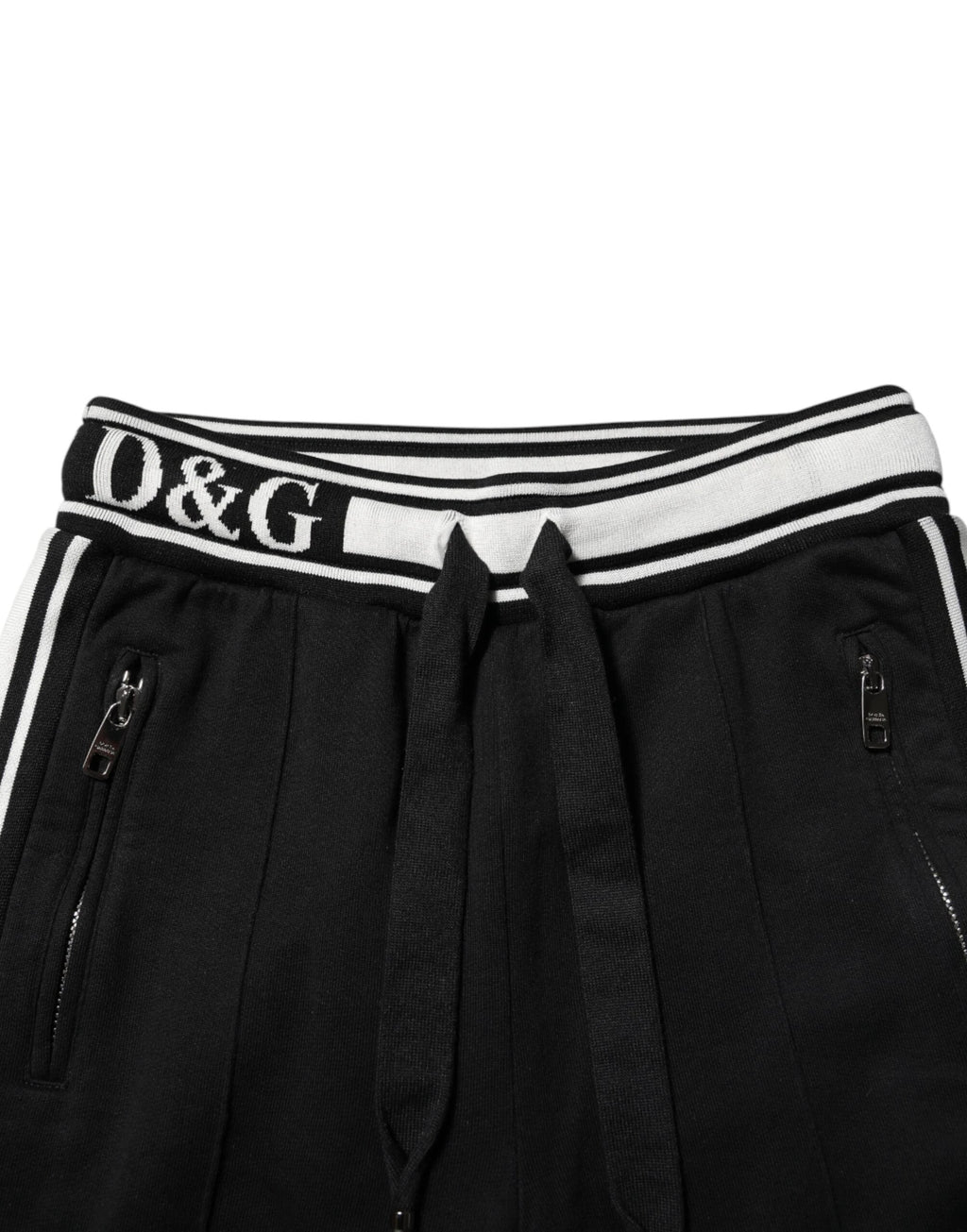 Dolce & Gabbana Black Cotton Jogger Logo Waist Pants by Dolce & Gabbana