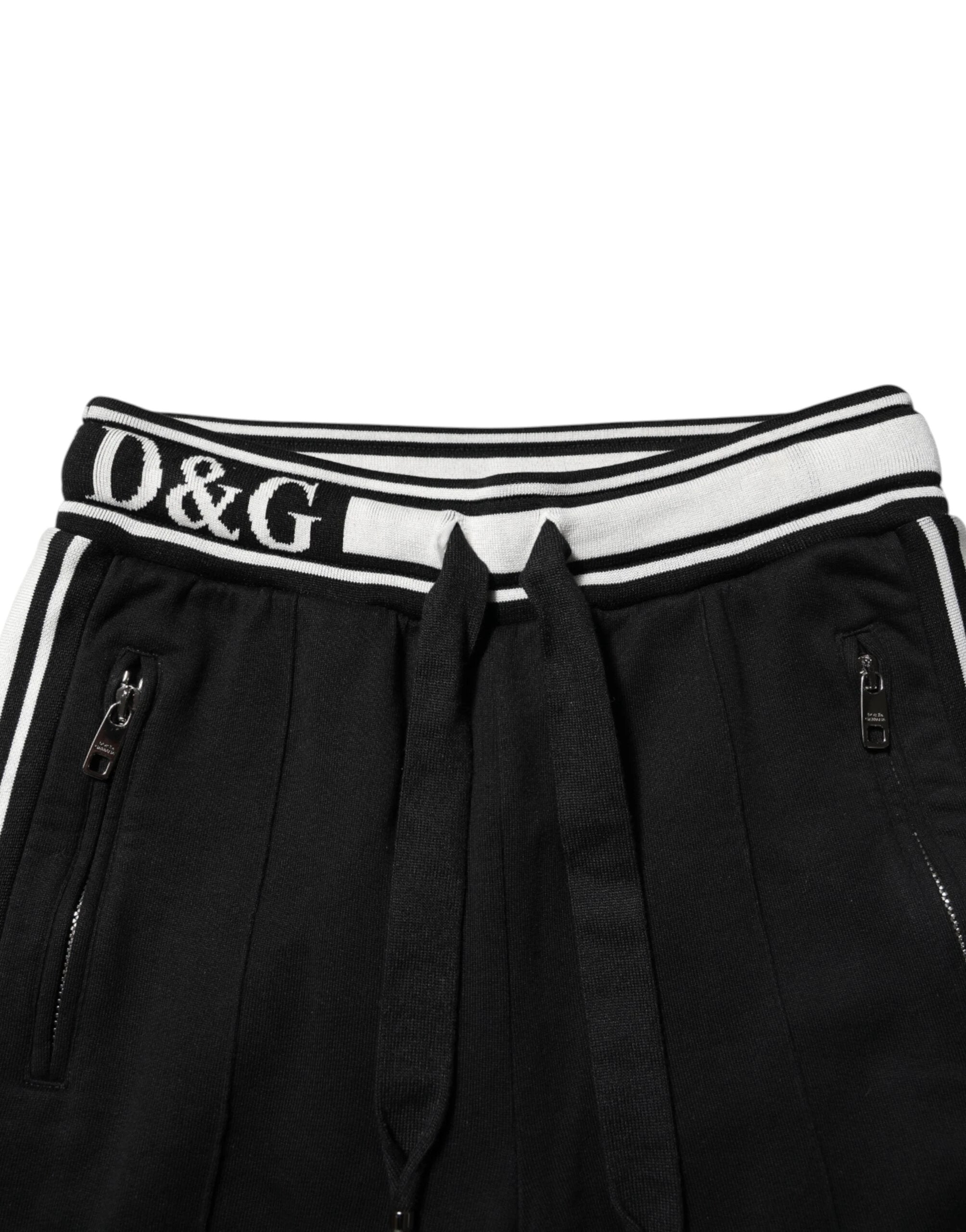 Dolce & Gabbana Black Cotton Jogger Logo Waist Pants by Dolce & Gabbana