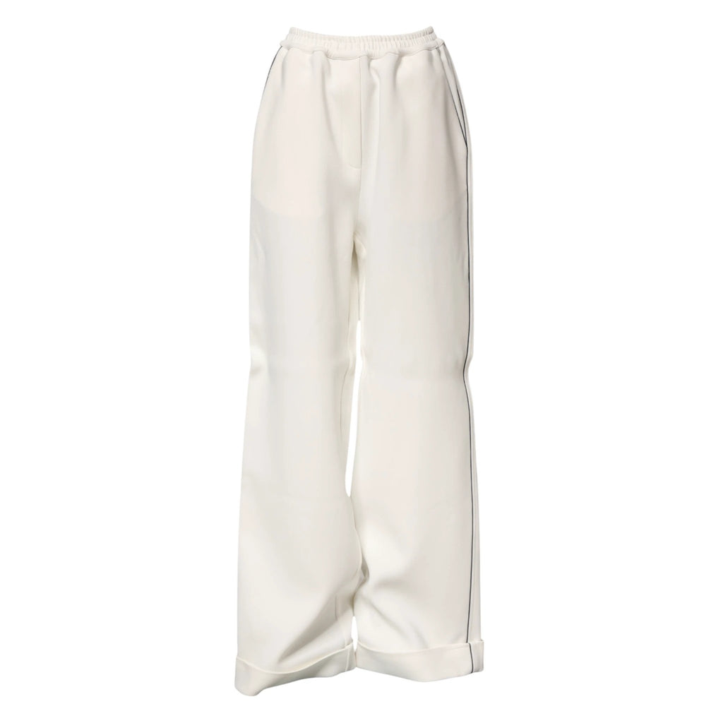 Dolce & Gabbana White Viscose Wide Leg Pull On Pants by Dolce & Gabbana
