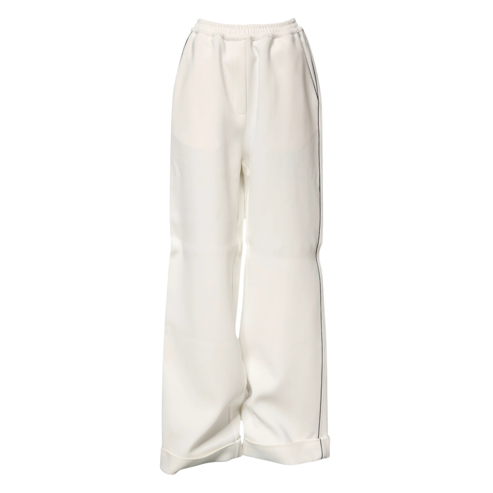 Dolce & Gabbana White Viscose Wide Leg Pull On Pants by Dolce & Gabbana