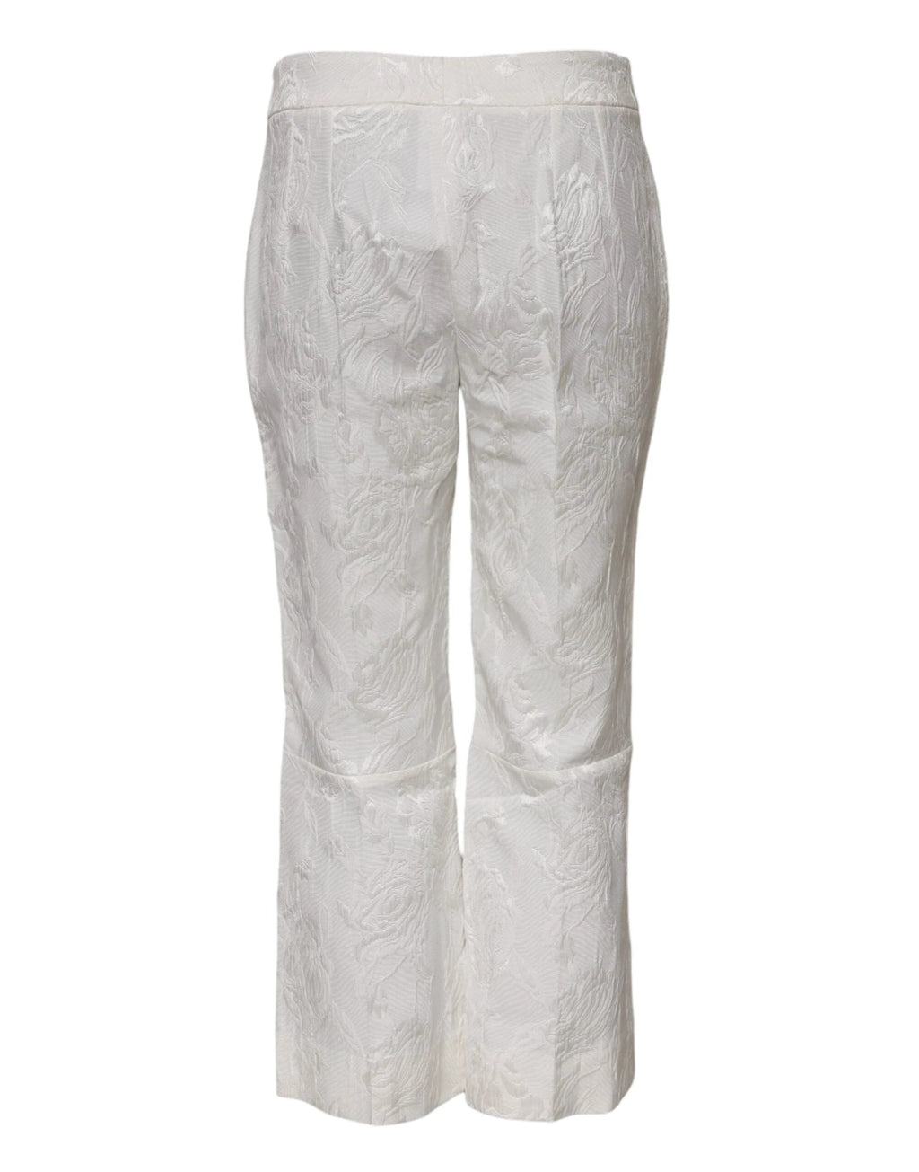 Dolce & Gabbana White Cotton Floral Jacquard Pants by Dolce & Gabbana
