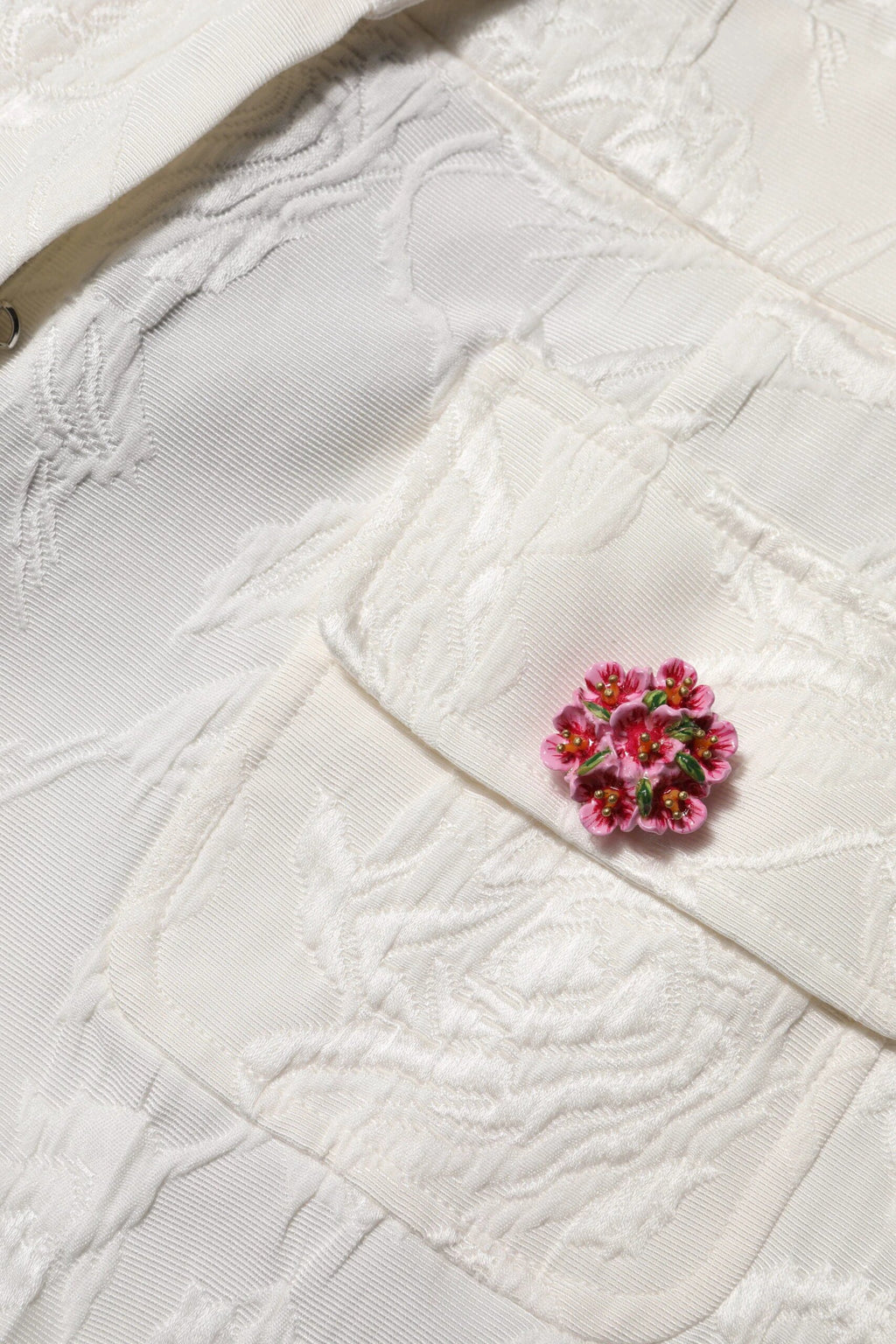 Dolce & Gabbana White Cotton Floral Jacquard Pants by Dolce & Gabbana