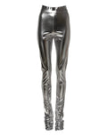 Dolce & Gabbana Metallic Silver Polyester Slim Fit Leggings Pants by Dolce & Gabbana