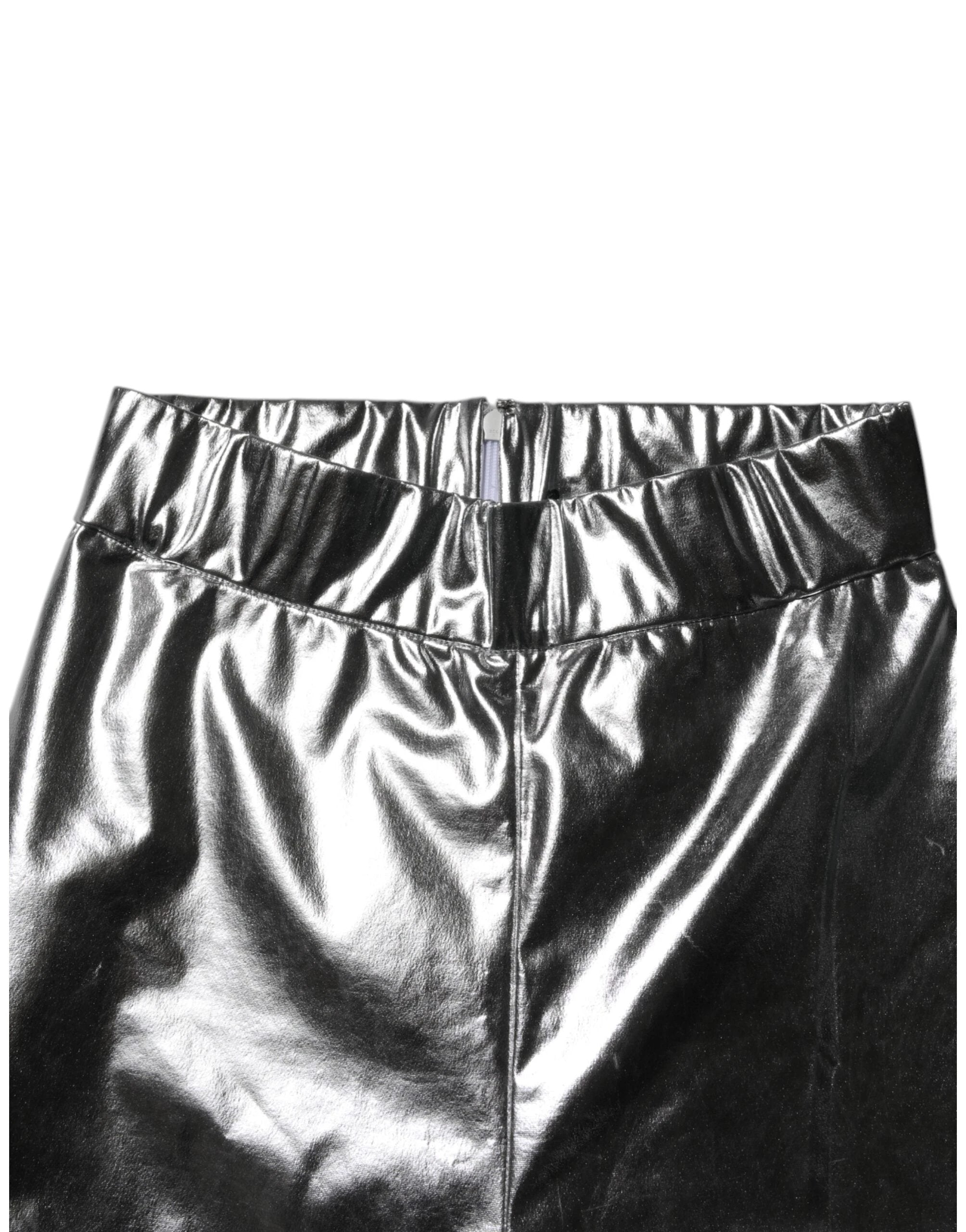 Dolce & Gabbana Metallic Silver Polyester Slim Fit Leggings Pants by Dolce & Gabbana