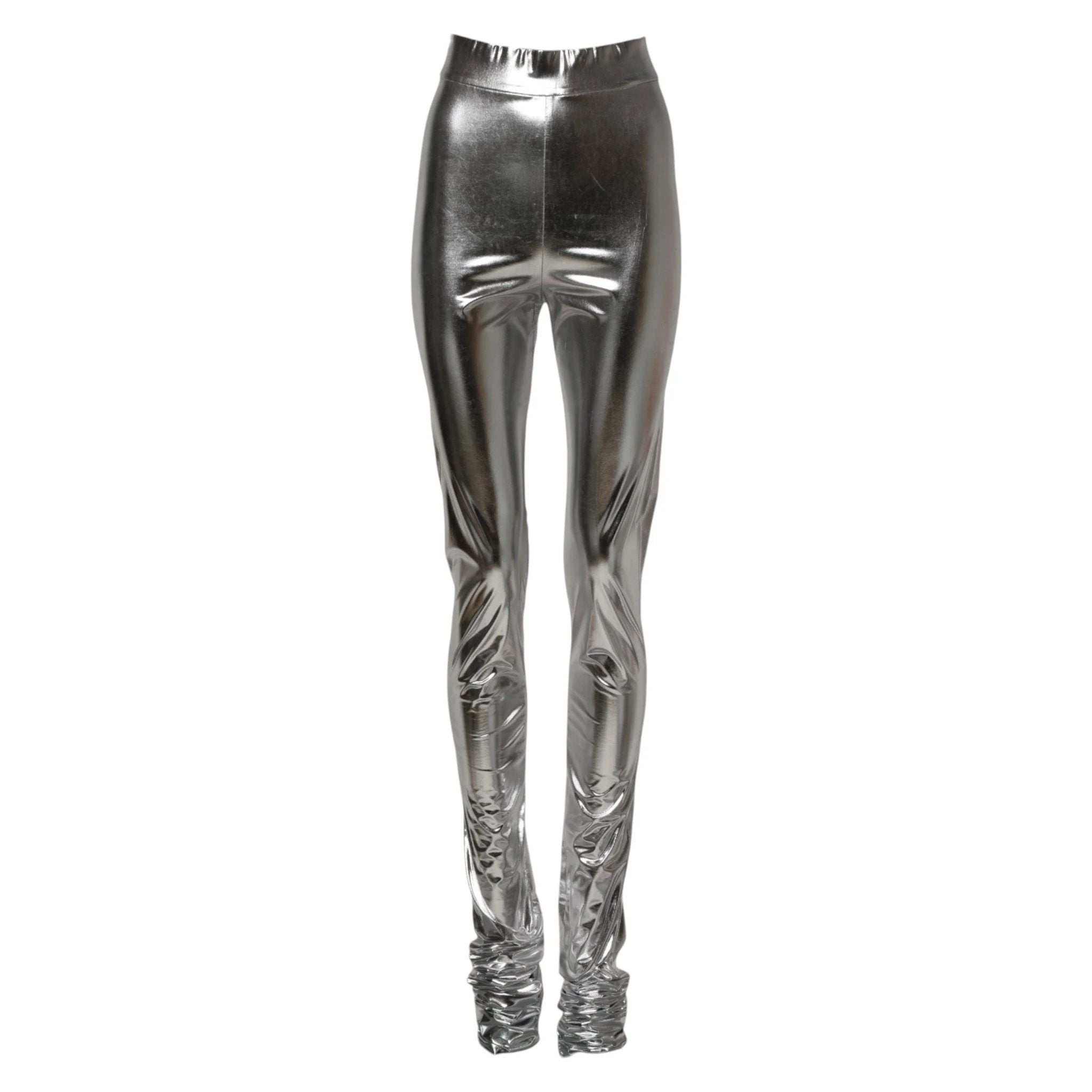 Dolce & Gabbana Metallic Silver Polyester Slim Fit Leggings Pants by Dolce & Gabbana