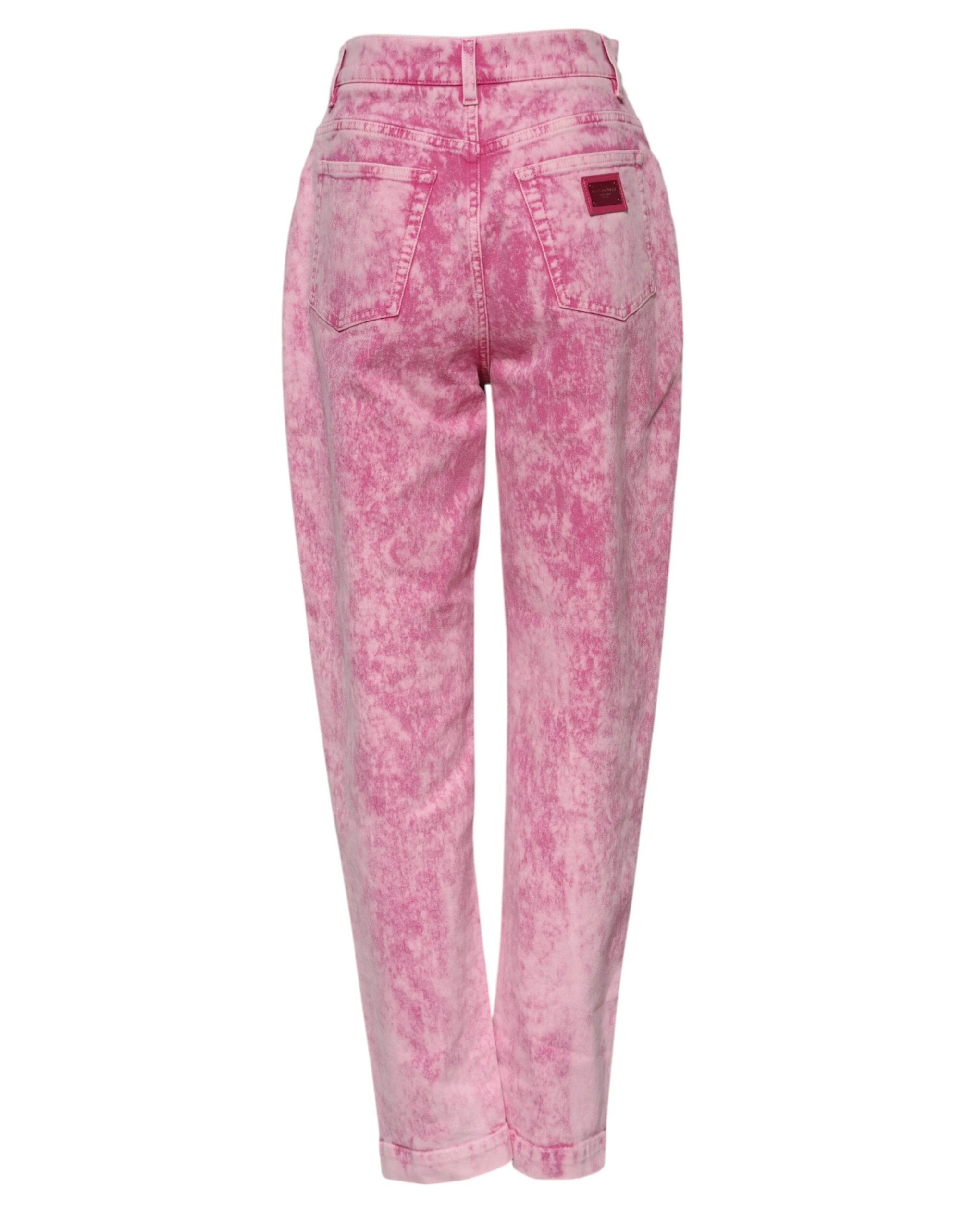 Dolce & Gabbana Pink Tie Dye High Waist Tapered Denim Jeans by Dolce & Gabbana
