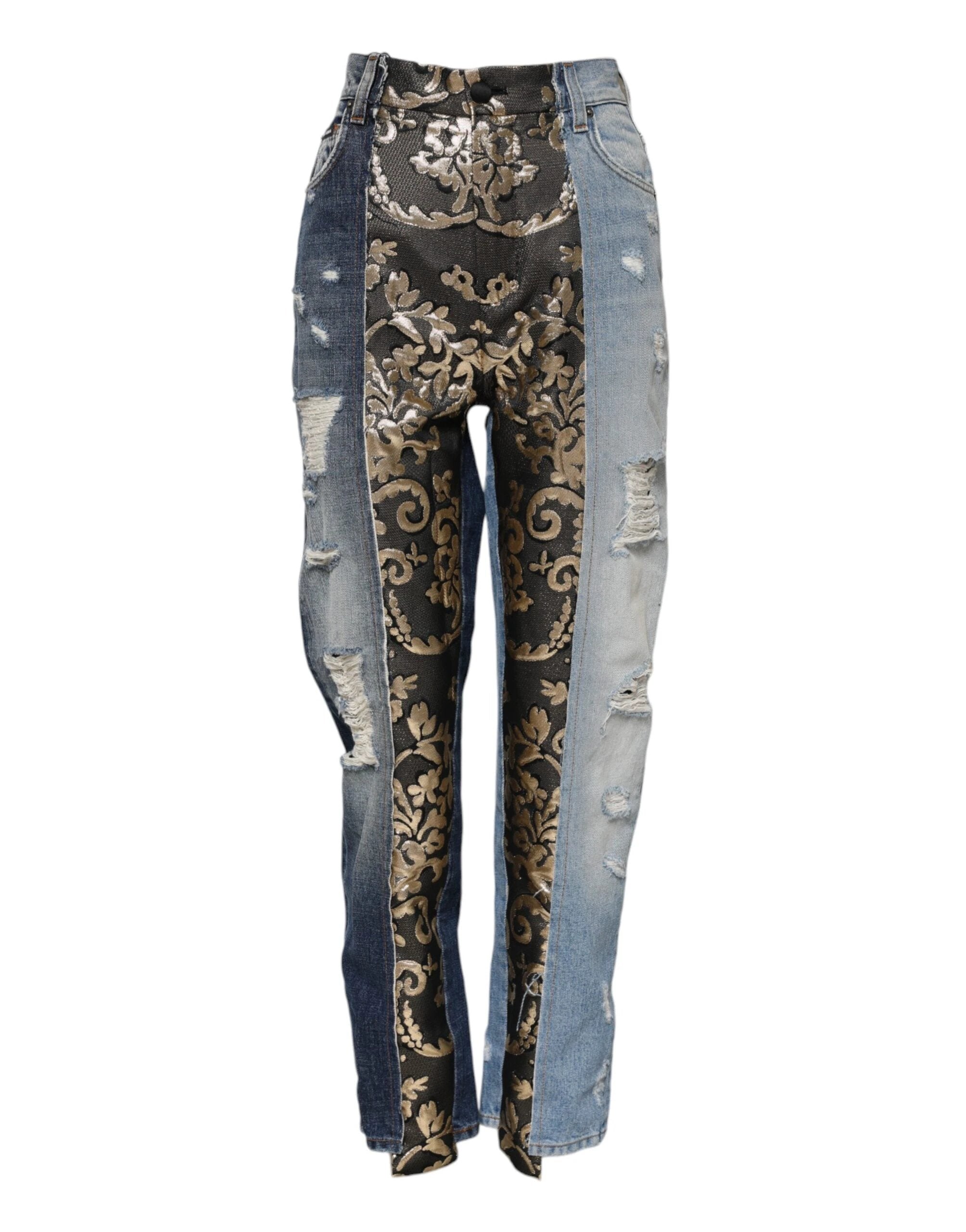 Dolce & Gabbana Multicolor Patchwork Tapered Denim Jeans by Dolce & Gabbana