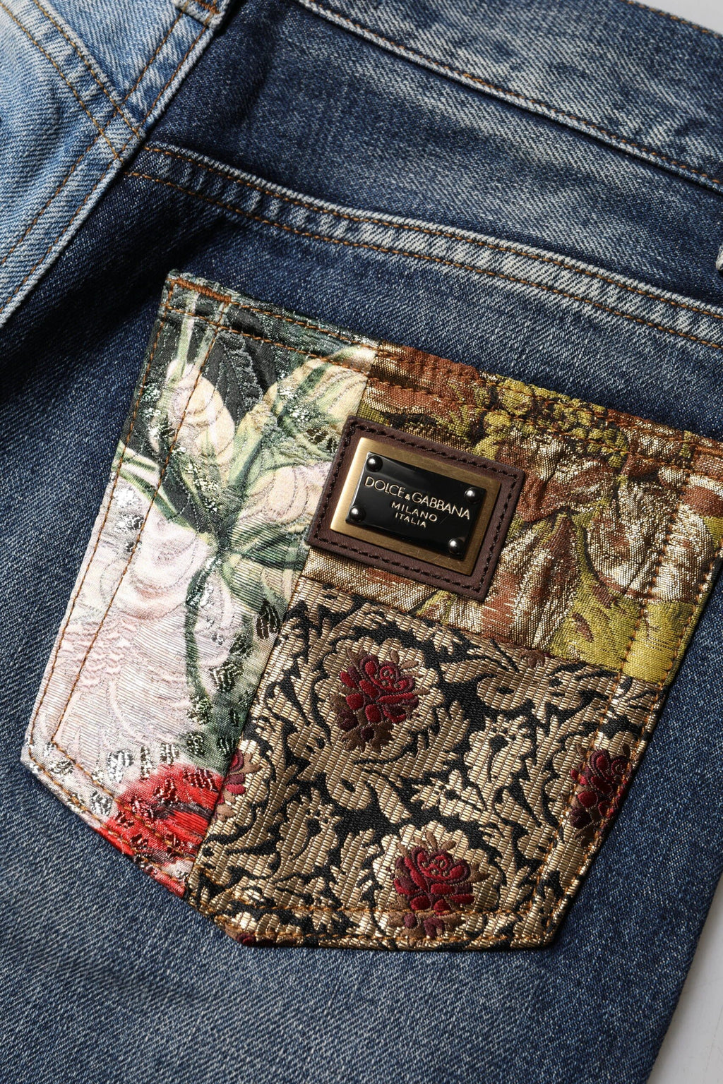 Dolce & Gabbana Multicolor Patchwork Tapered Denim Jeans by Dolce & Gabbana