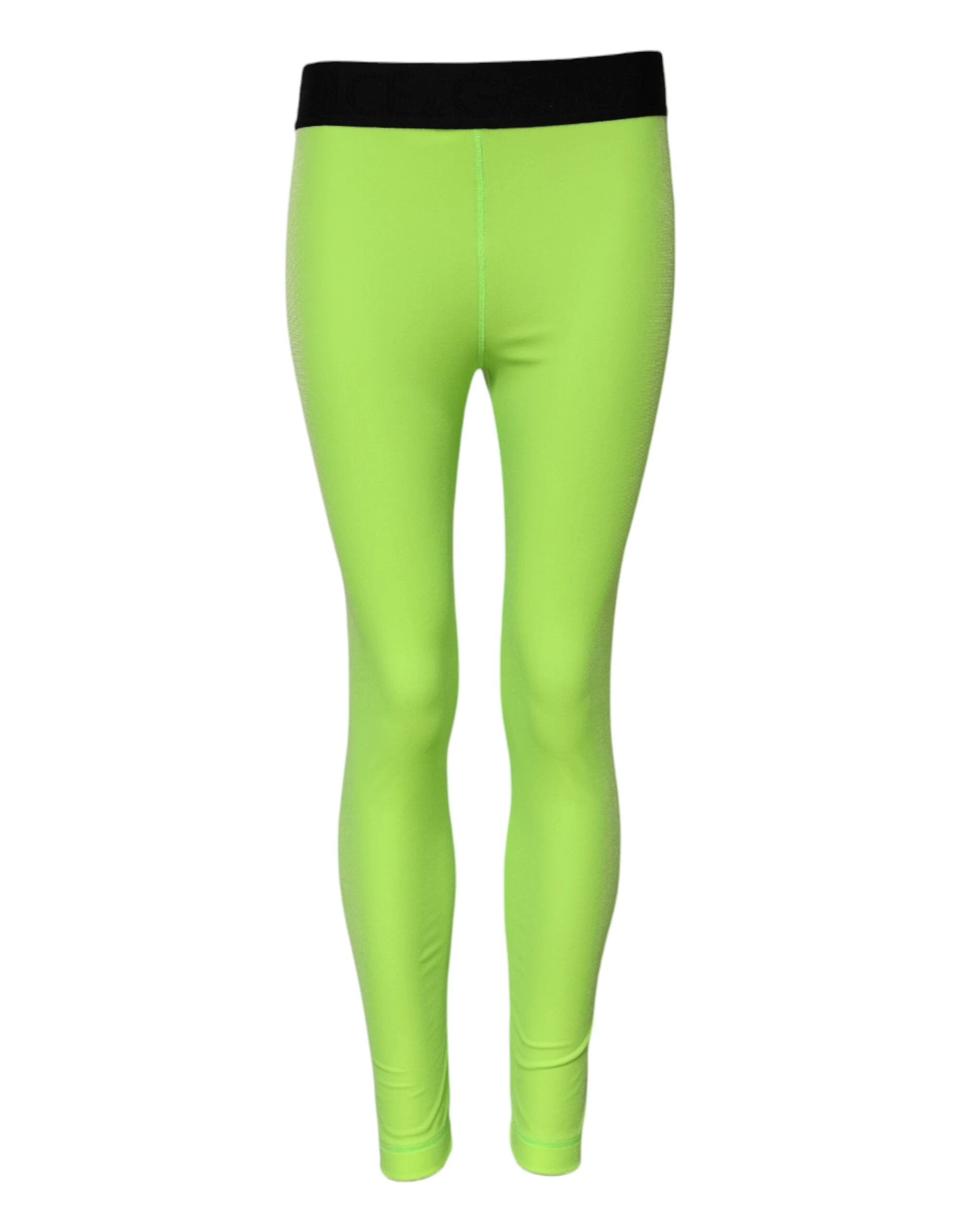 Dolce & Gabbana Green Nylon Slim Fit Leggings Pants by Dolce & Gabbana