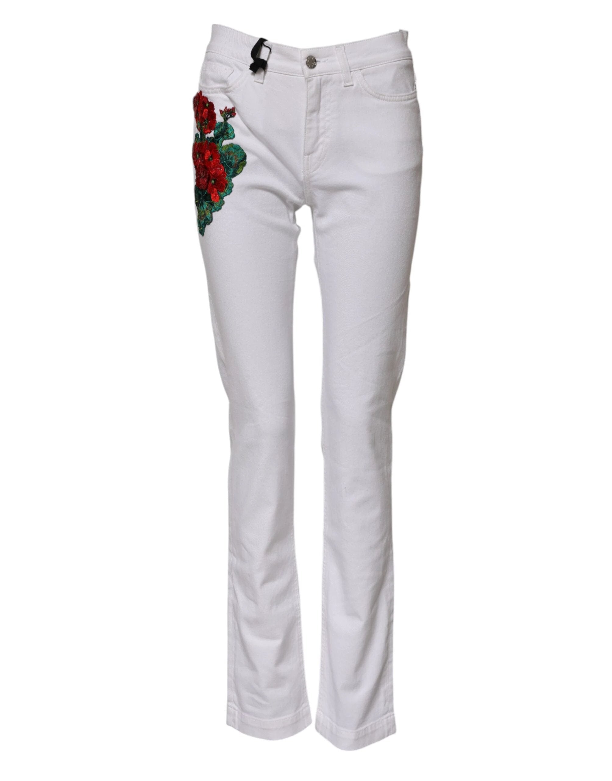 Dolce & Gabbana White Floral Embroidery GIRLY Denim Jeans by Dolce & Gabbana
