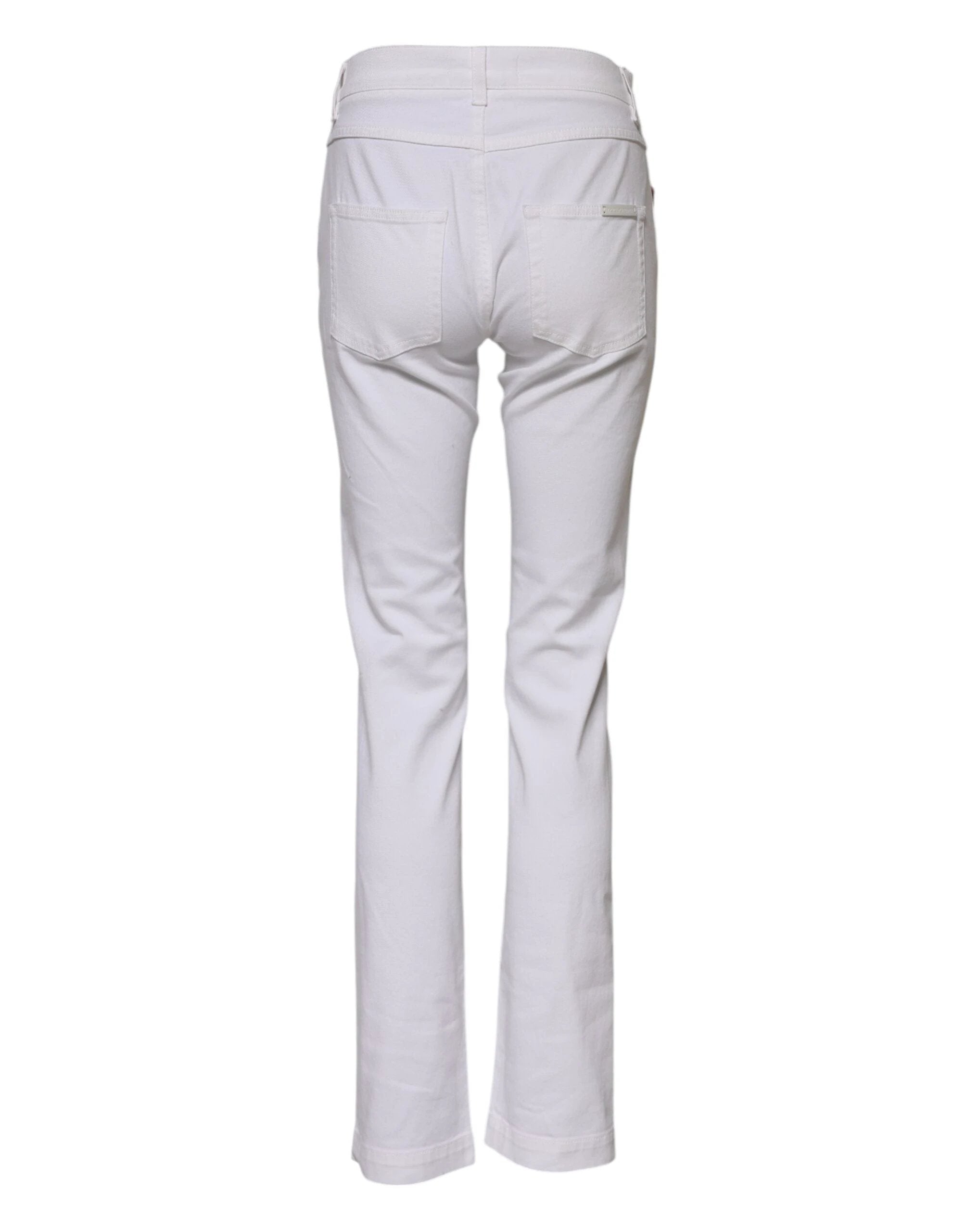 Dolce & Gabbana White Floral Embroidery GIRLY Denim Jeans by Dolce & Gabbana