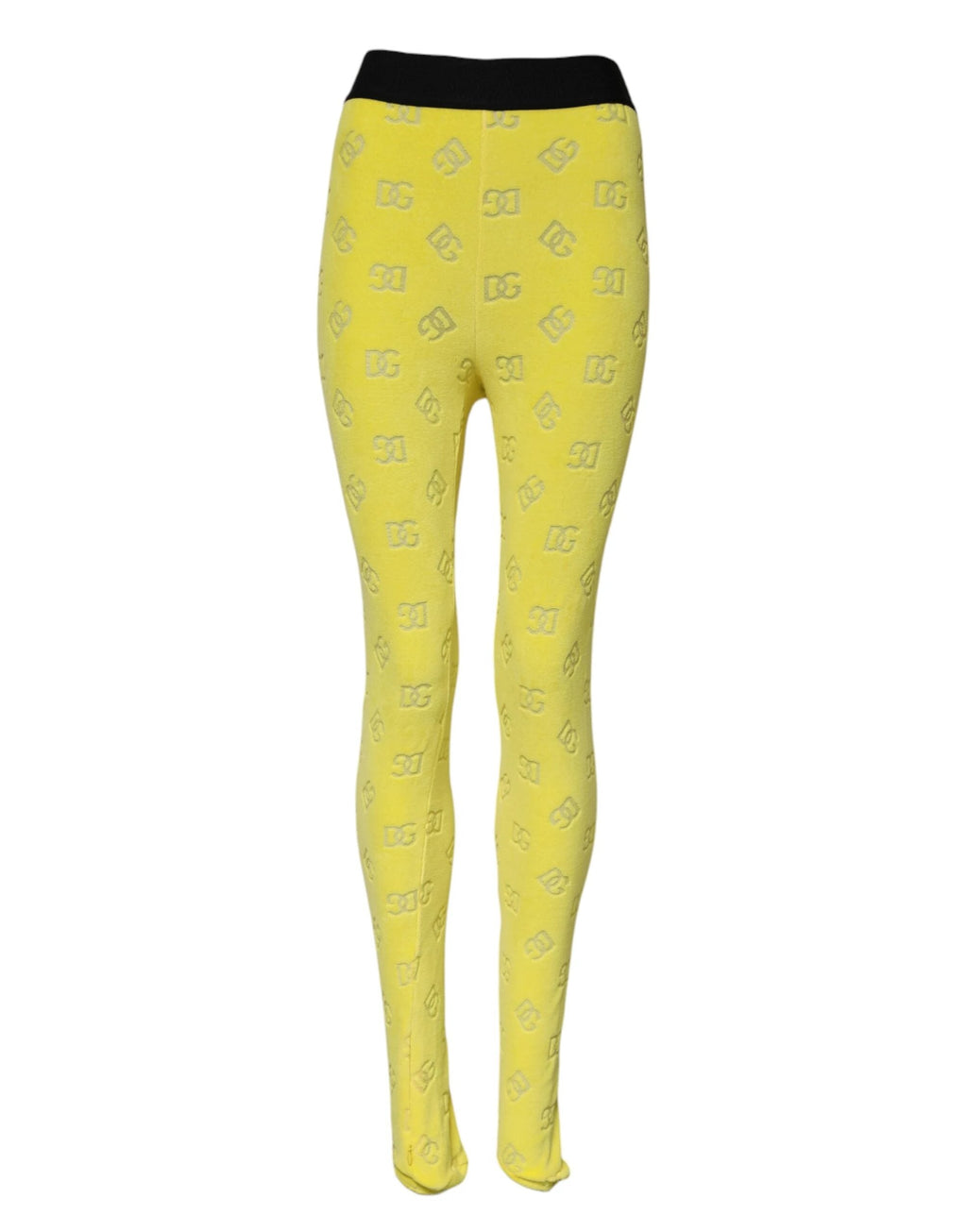 Dolce & Gabbana Yellow Logo Slim Fit Leggings Pants by Dolce & Gabbana