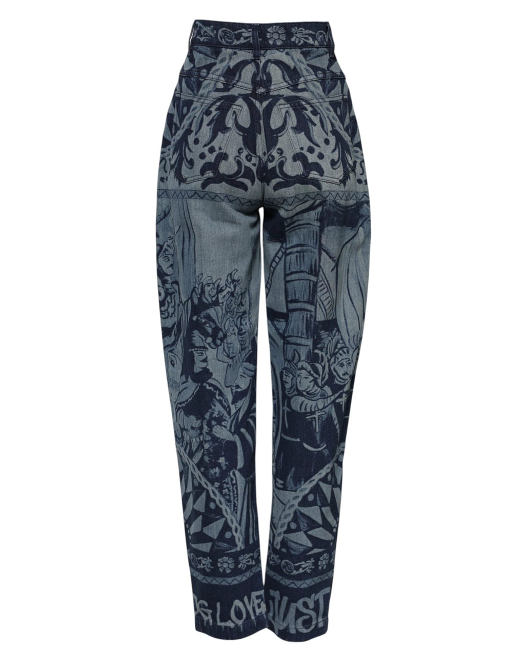 Dolce & Gabbana Blue Graphic Print Tapered Denim Jeans by Dolce & Gabbana