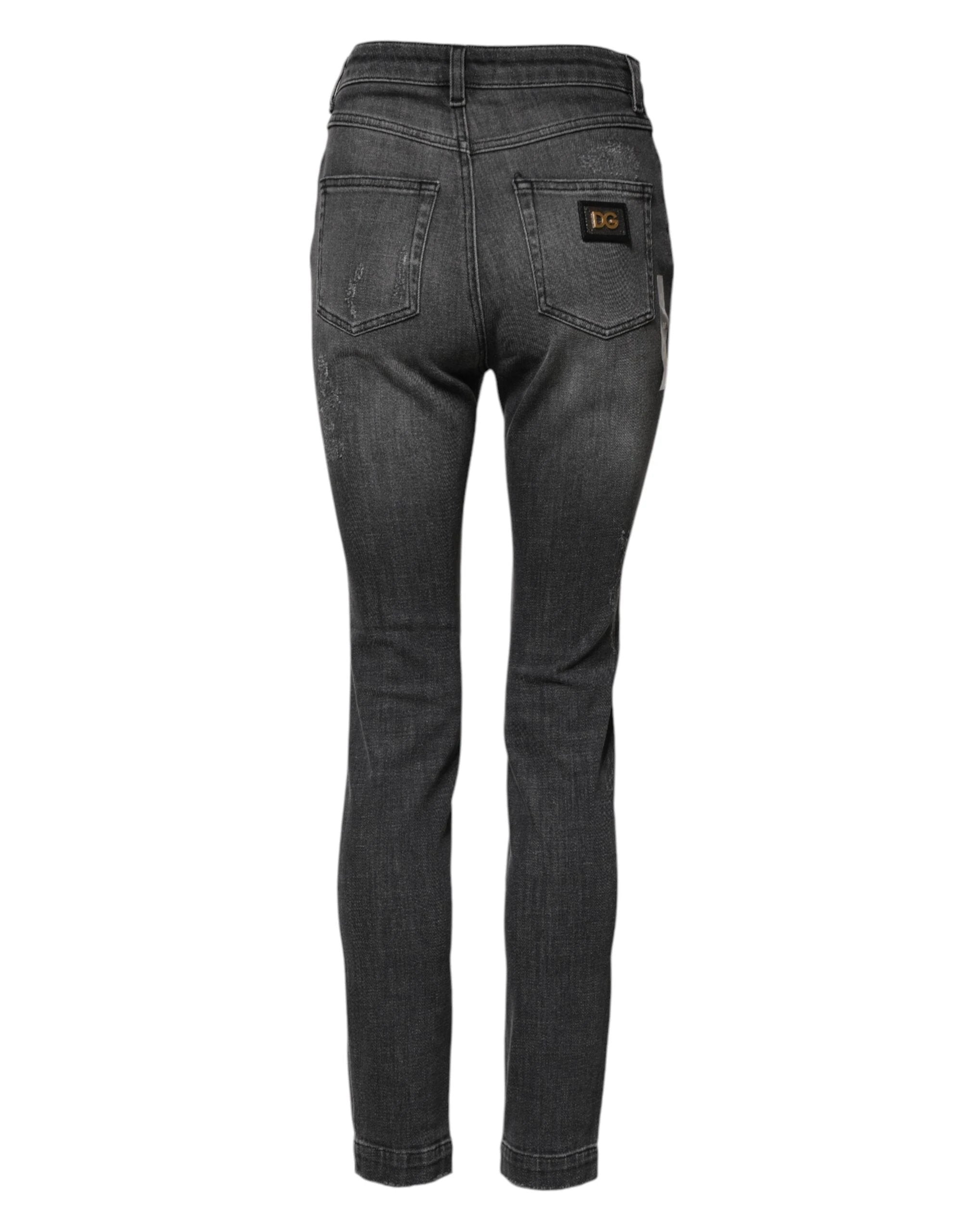 Dolce & Gabbana Dark Gray AUDREY Cotton Skinny Denim Jeans by Dolce & Gabbana
